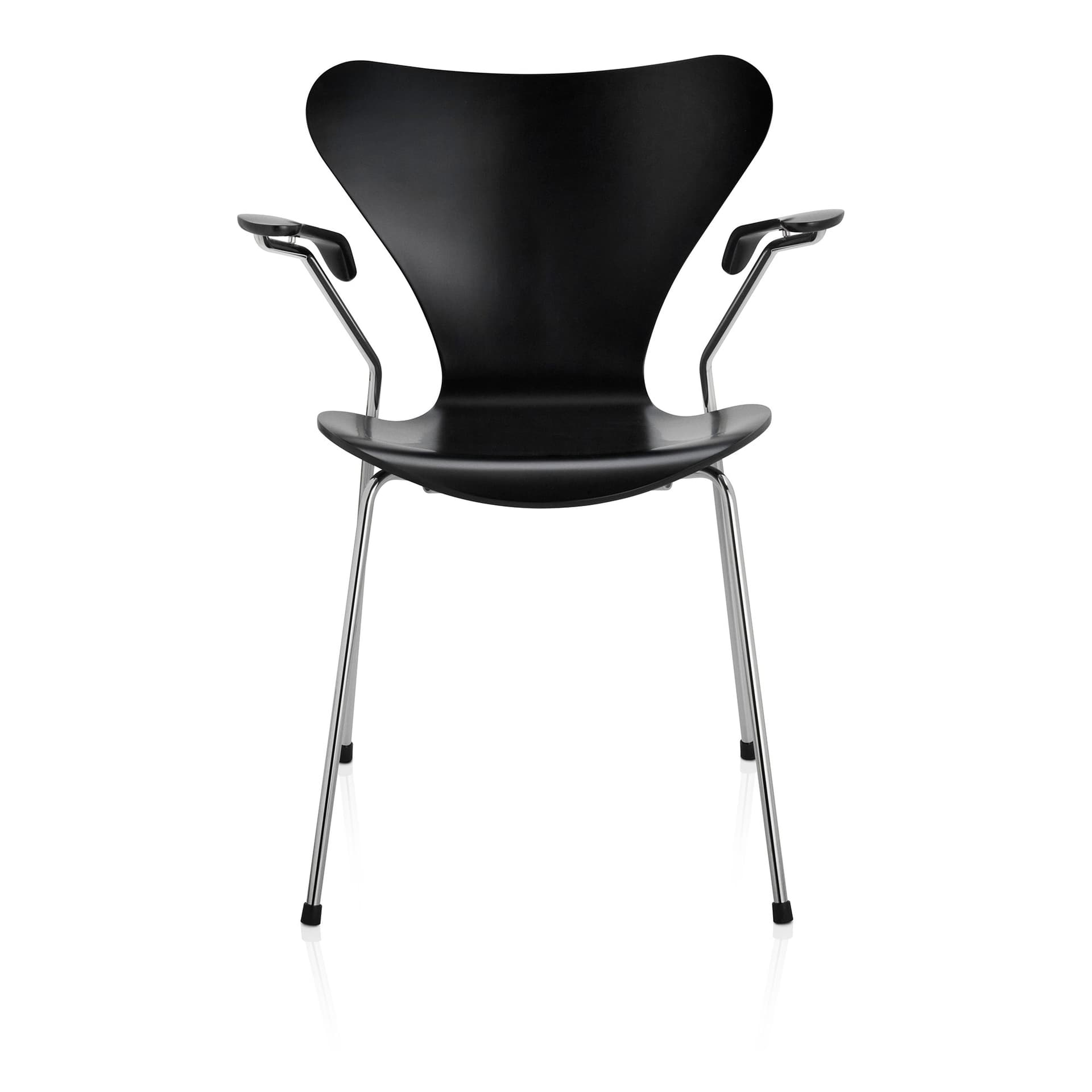 Fritz Hansen - 3207 Sjuan, Lackerad bokfanér, Svart - Spisestoler - Arne Jacobsen - Svart - Metall/Tre