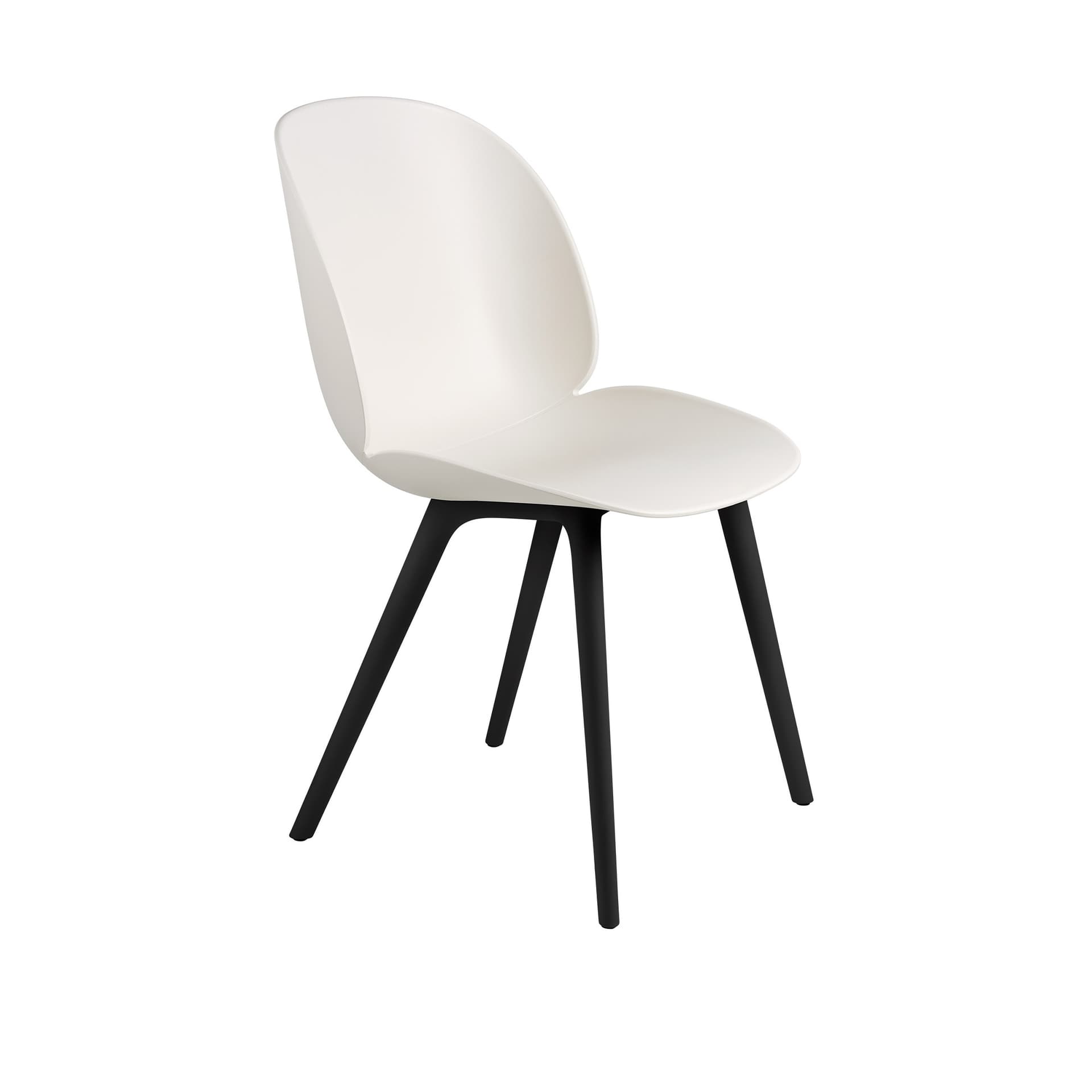 Gubi - Beetle Dining Chair Plastic Edition Alabaster White / Black - Spisestoler - GamFratesi - Hvit - Plast
