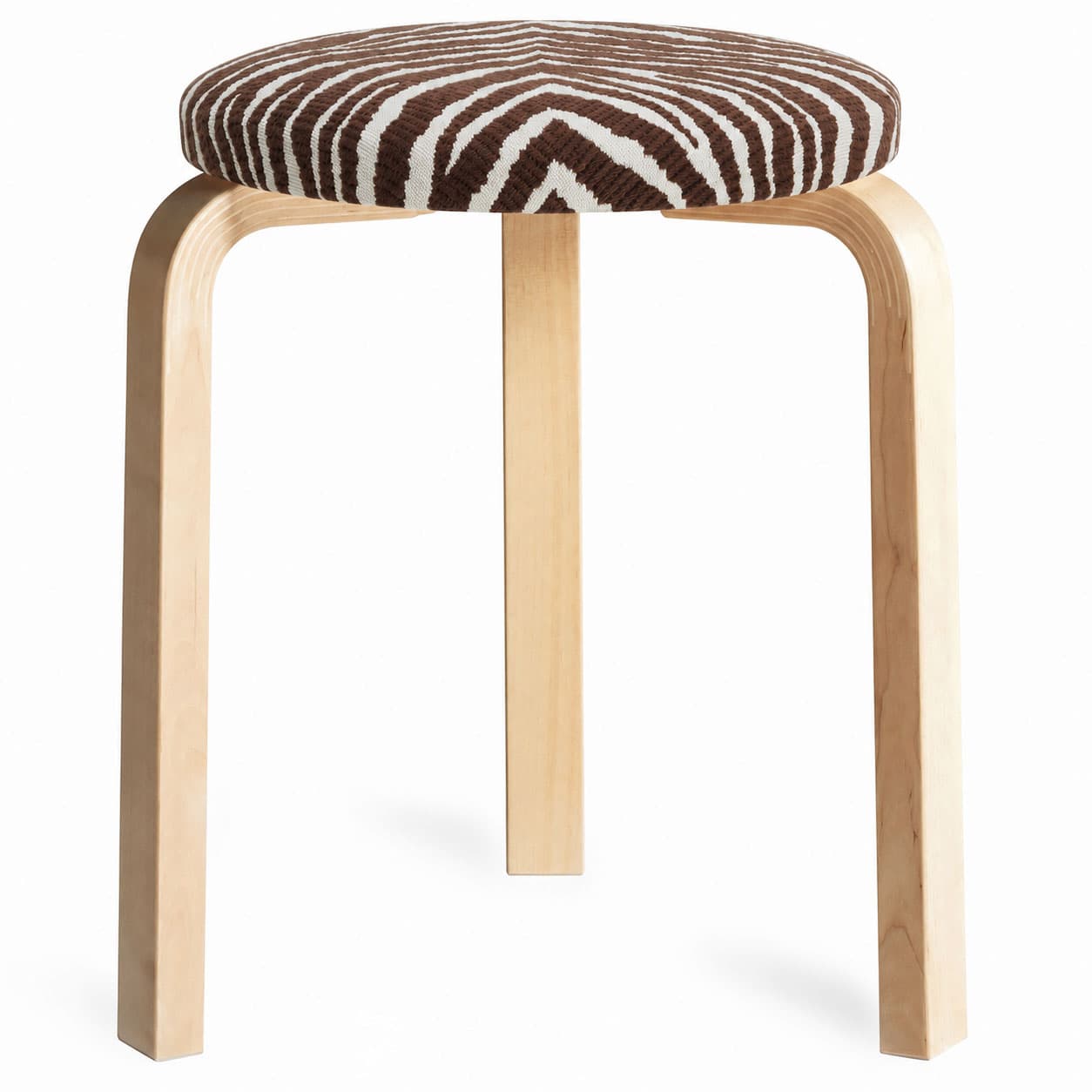 Artek - Stool 60 sittpall klarlackad björk / brun zebra - Krakker - Alvar Aalto - Brun - Tre