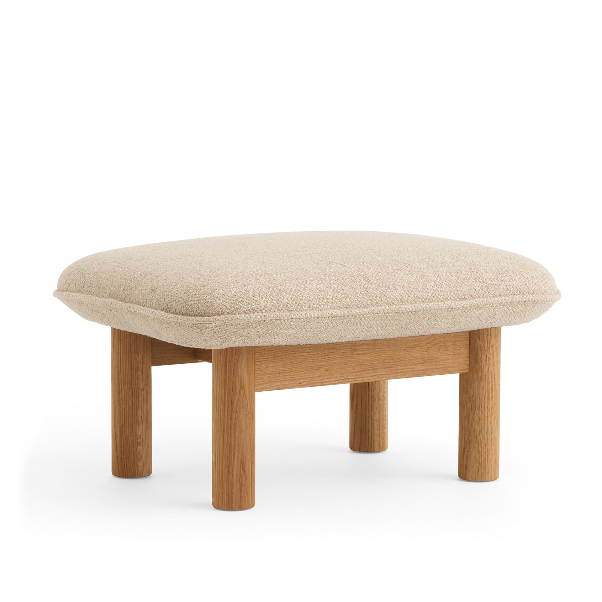 Audo Copenhagen - Brasilia Ottoman Solid Nat Oak Fabric Cat. 0 Boucle Col. 02, - Puffer - Anderssen & Voll - Tre farget - Tre/Tekstilmateriale/Skum