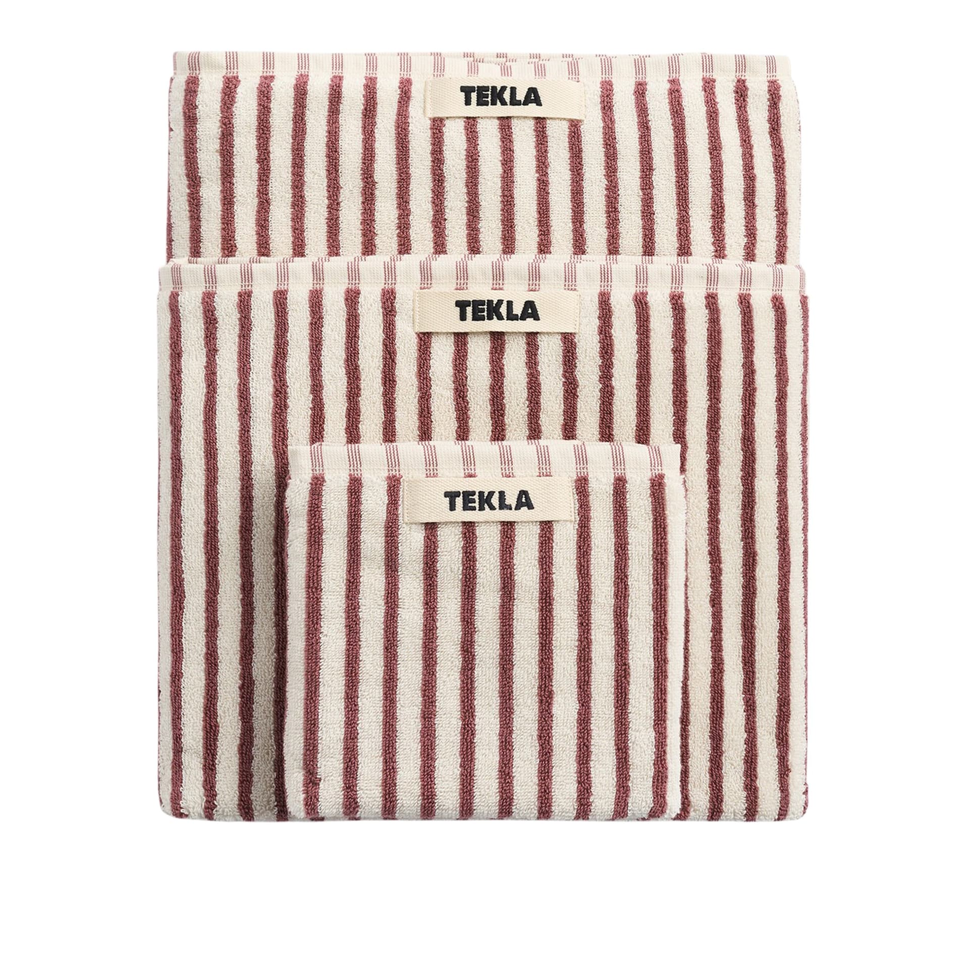 Tekla - Terry towel ripple stripes 70 x 140 cm - Håndklær og badehåndklær - Rød - Bomull