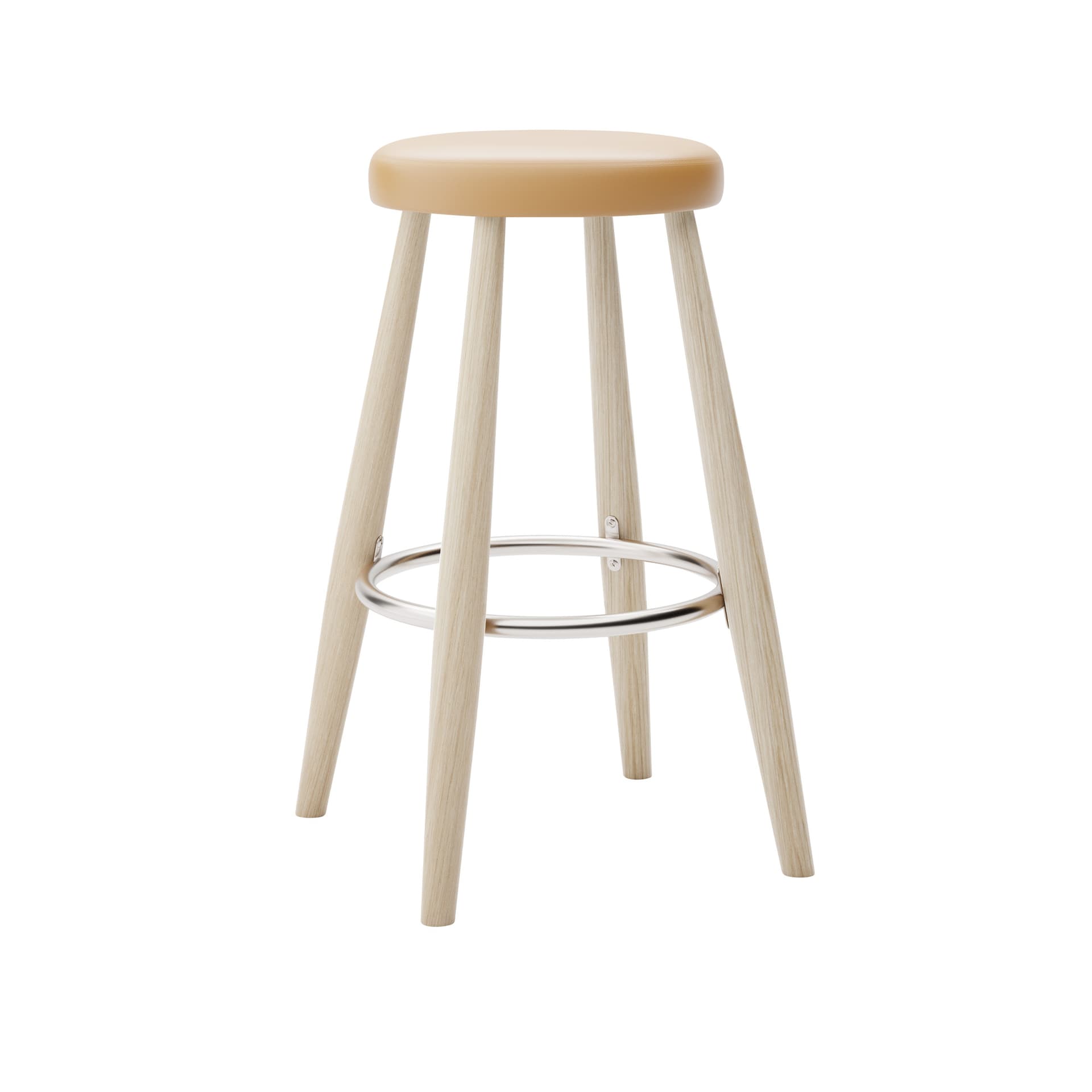 Carl Hansen - CH58 Low Stool, Tvålad Ek, Lädergrupp A Loke - 7050 - Barstoler & barkrakker - Hans J. Wegner - Tre farget - Lær/Metall/Tre