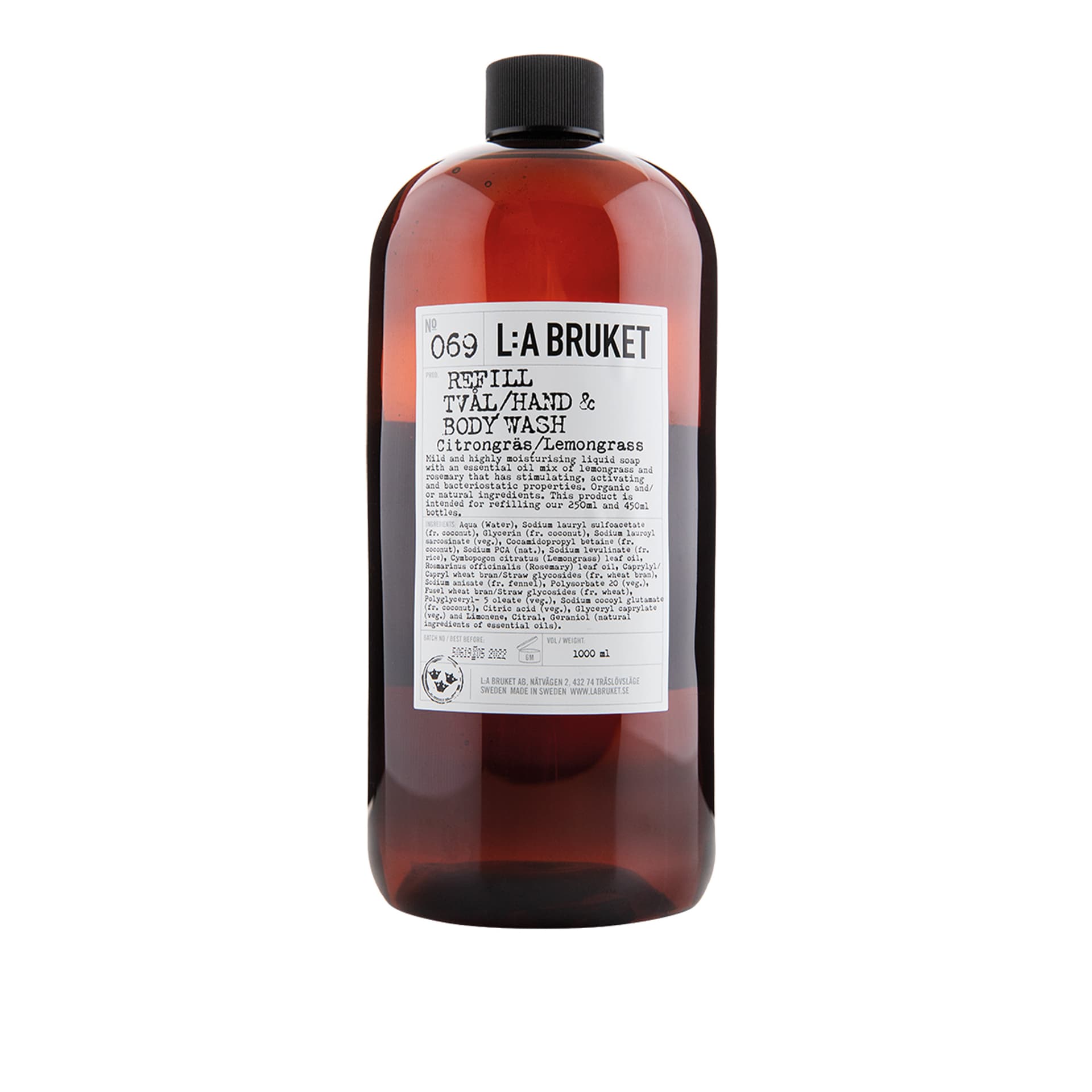 L:a Bruket - Refill Flytande Tvål 1000 Ml Citrongräs - Kroppspleie