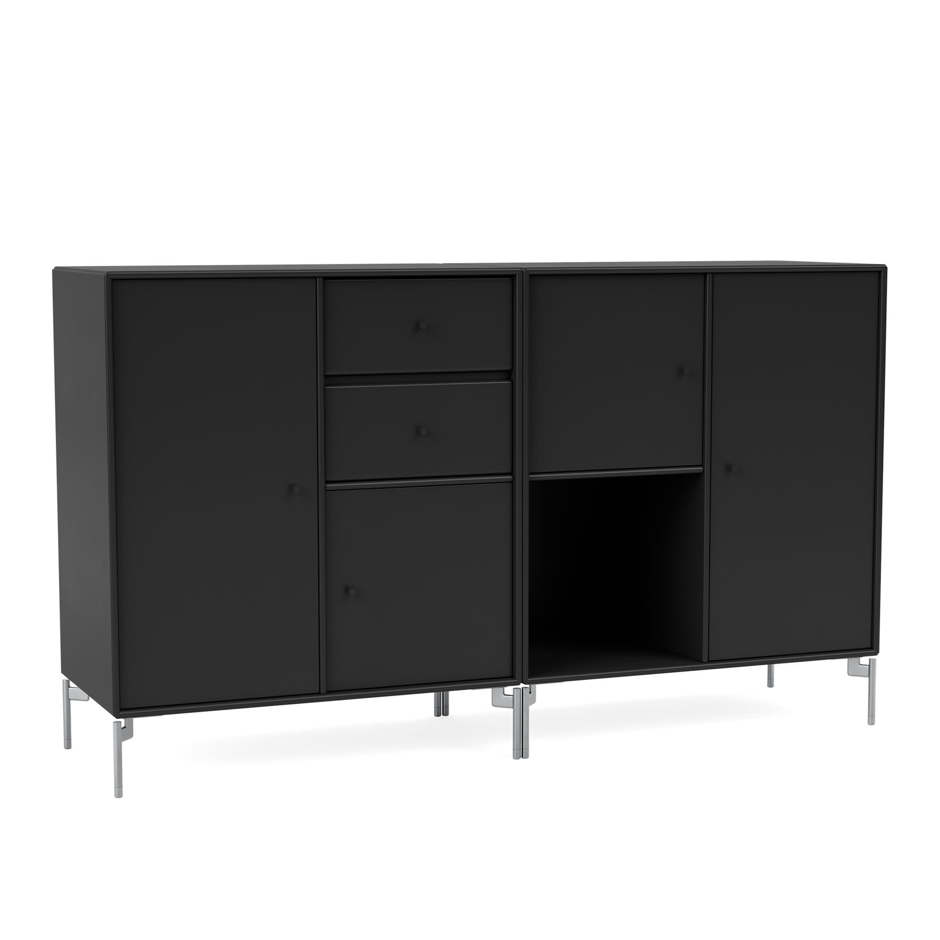 Montana - Couple Sideboard 05-Black Matt Chrome - Sideboards - Peter J. Lassen - Svart - Tre