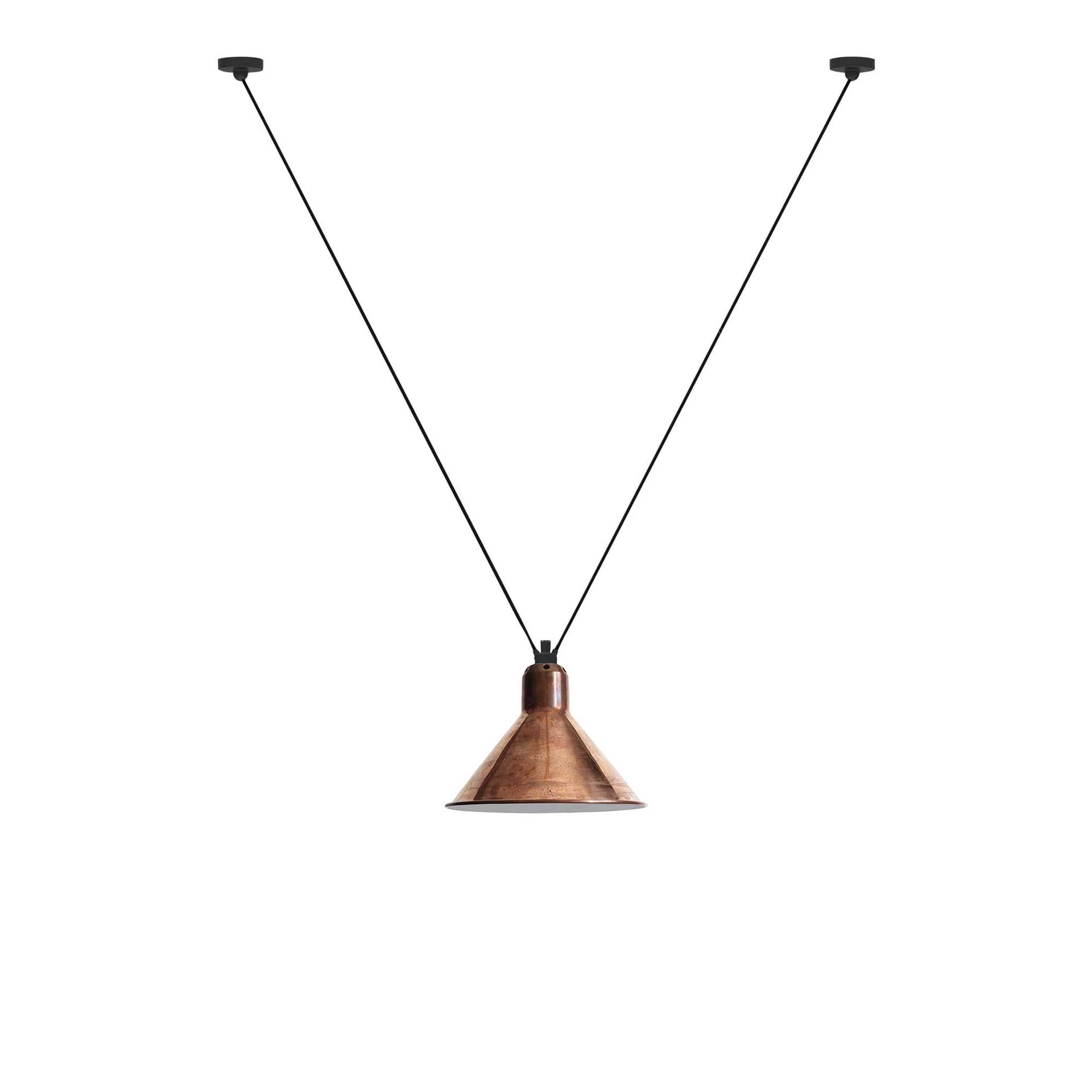 Lampe Gras - 323 XL Pendel Conical Raw Copper/White