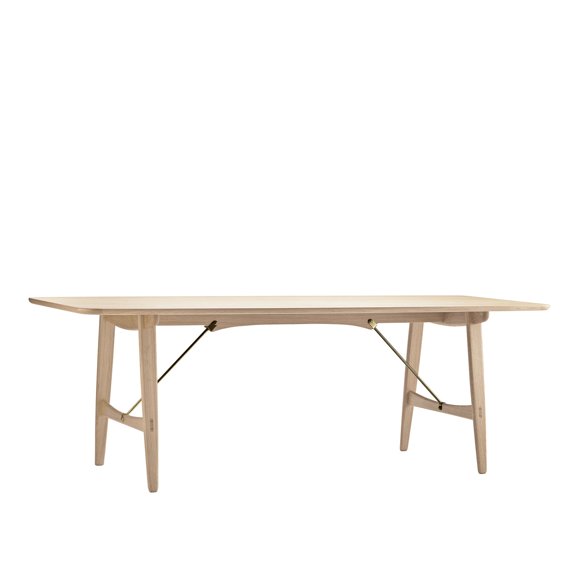 Carl Hansen - BM1160 Hunting Table, Vitoljad Ek, Mässing - Spisebord - Børge Mogensen - Tre farget - Metall/Tre