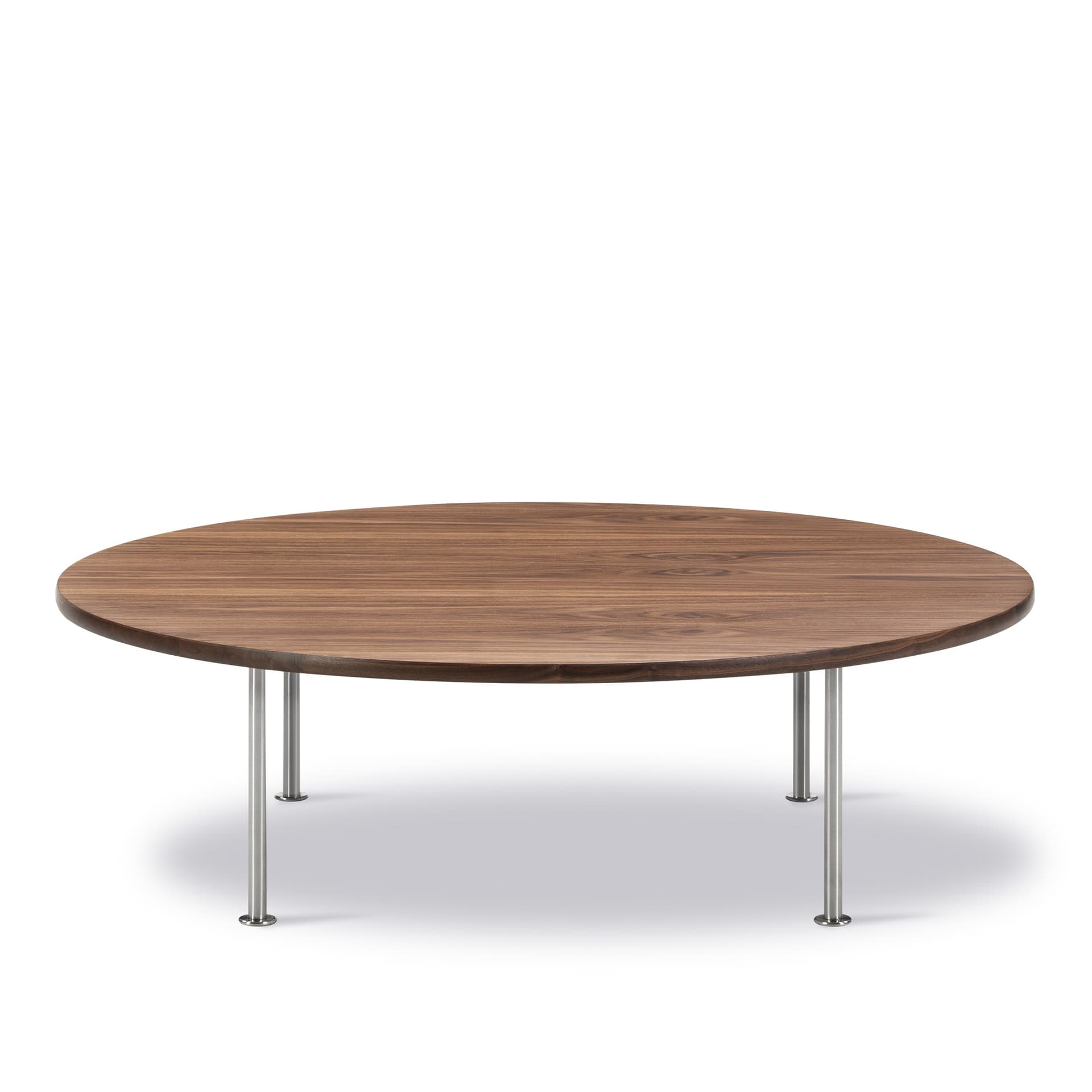 Fredericia Furniture - Wegner Ox Table Ø120 cm - Walnut oil - Brushed stainless steel - 35 cm - Sofabord - Hans J. Wegner - Tre farget - Tre