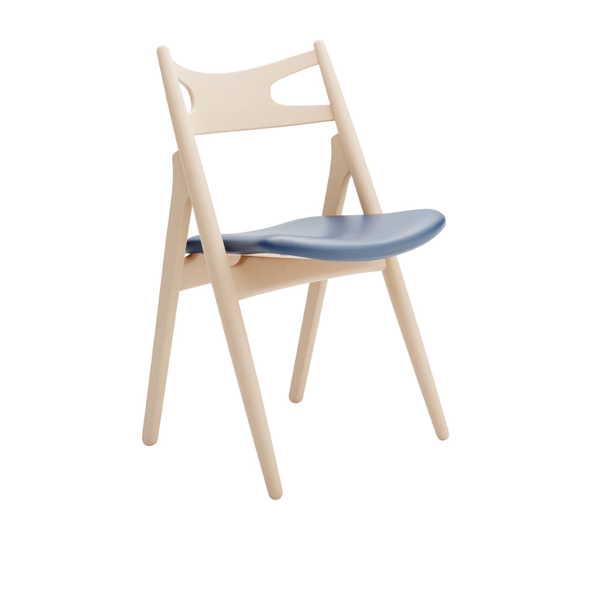 Carl Hansen - CH29P Sawbuck Chair, Tvålad Bok, Lädergrupp A Loke - 7310 - Spisestoler - Hans J. Wegner - Tre farget - Lær/Tre