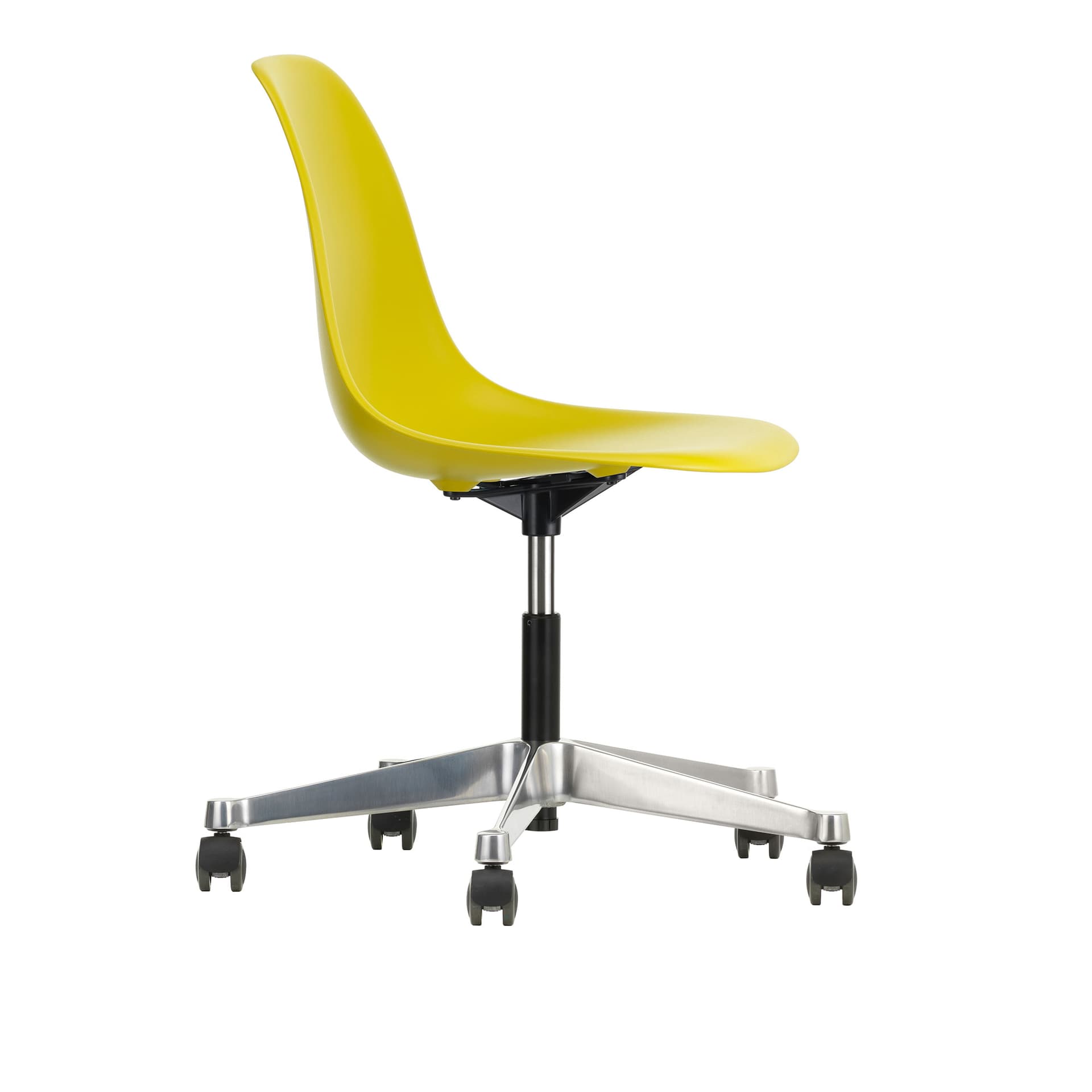 Vitra - Eames Plastic Chair PSCC - 34 Mustard - Castors Soft - Kontorstoler - Charles & Ray Eames - Gul