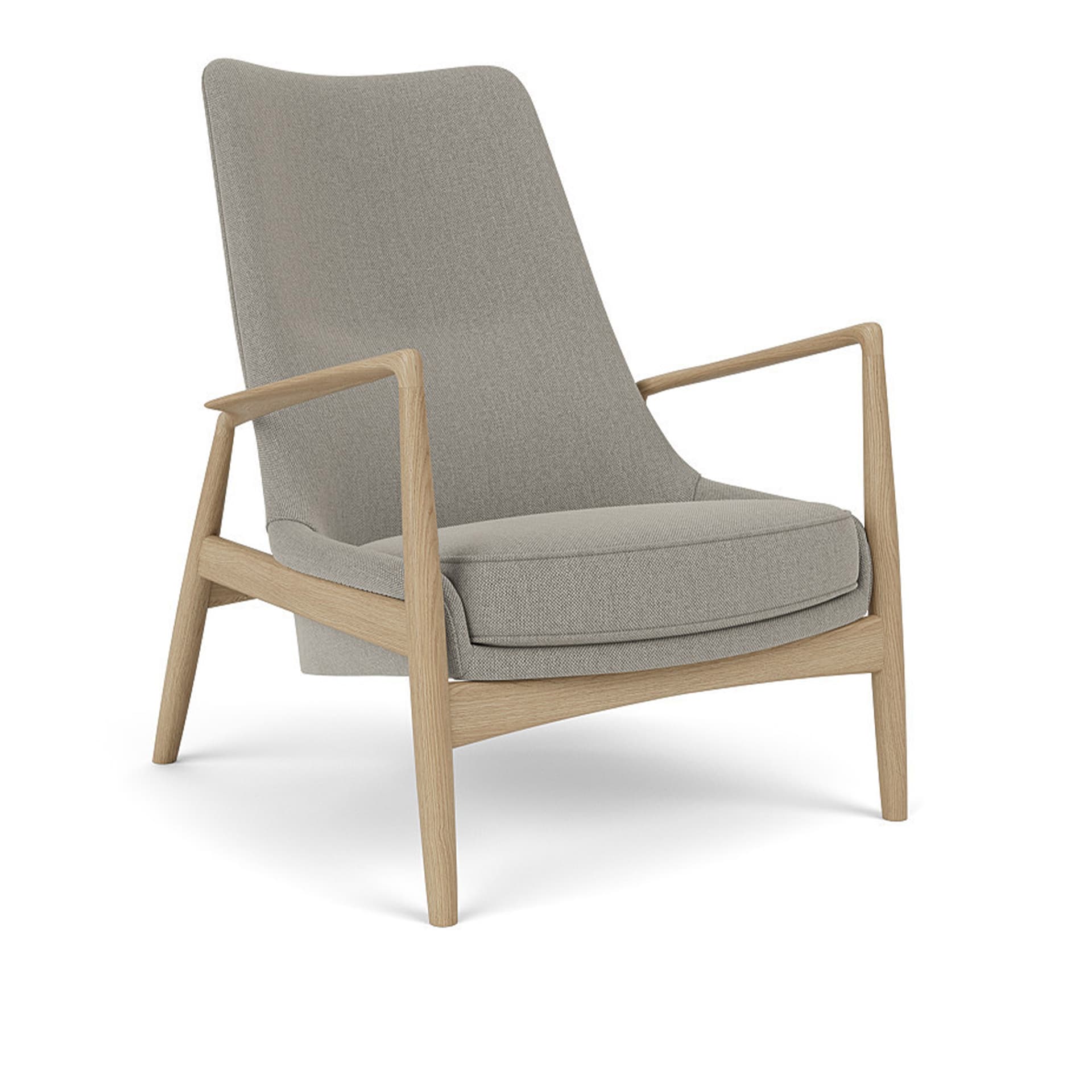 Audo Copenhagen - The Seal Lounge Chair High Back Natural Oak / Re-wool 0218 - Lenestoler - Ib Kofod-Larsen - Beige - Tre/Tekstilmateriale/Skum