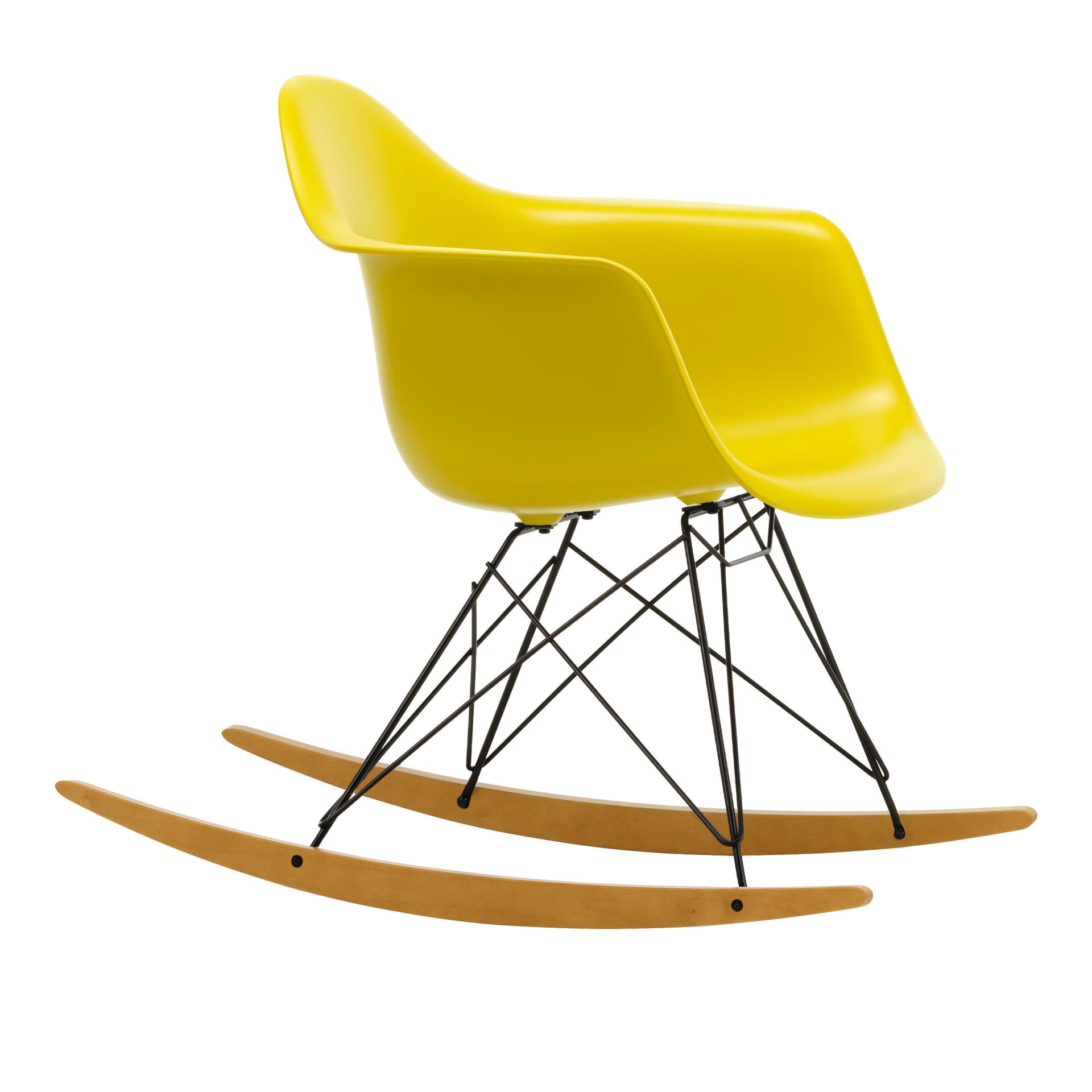 Vitra - Eames Plastic Armchair RAR - 34 Mustard - Basic Dark Base - Golden Maple - Lenestoler - Charles & Ray Eames - Gul - Metall/Tre/Plast