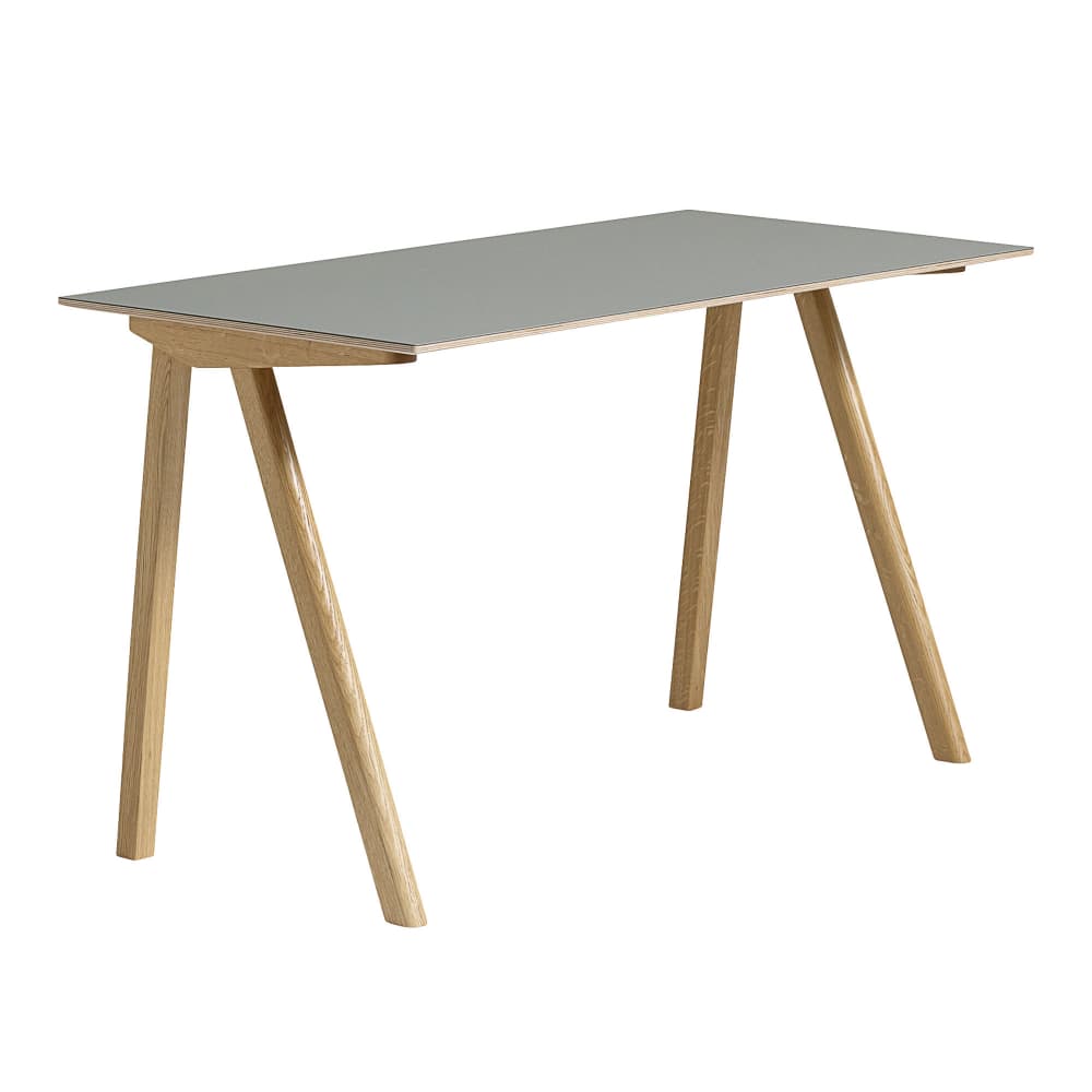 HAY - CPH90 2.0 Desk Lacquered Oak Frame L130 X W65 X H74  Grey Linoleum Tabletop Lacquered Edge - Skrivebord - Ronan & Erwan Bouroullec - Grå - Tre