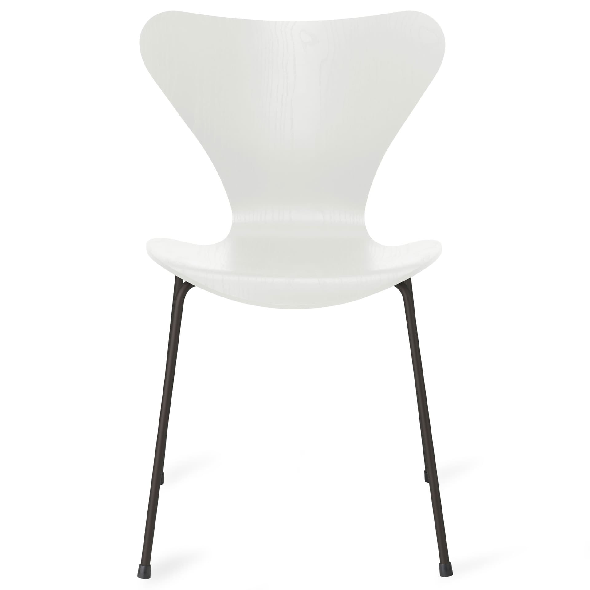 Fritz Hansen - Series 7 stol 3107 farget askfiner stålram varm grafitt white - Spisestoler - Arne Jacobsen - Hvit - Metall/Tre