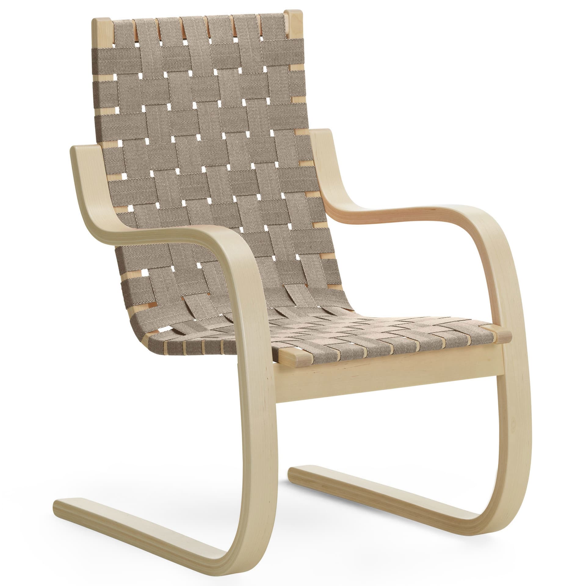 Artek - Armchair 406 Natural Black - Lenestoler - Alvar Aalto - Beige - Tre/Tekstilmateriale