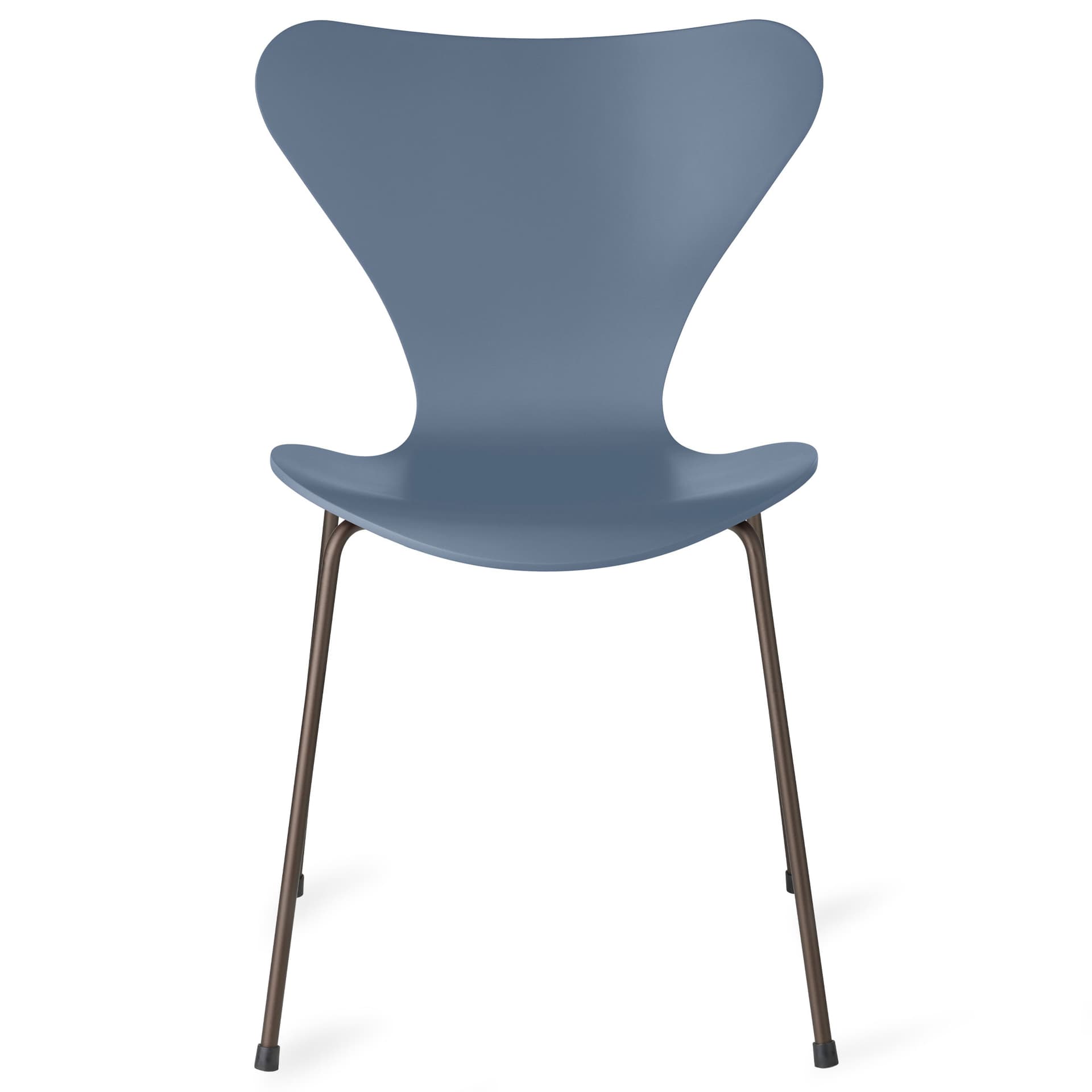 Fritz Hansen - Series 7 stol 3107 bøkfiner stålunderstell brun bronse dusk blue - Spisestoler - Arne Jacobsen - Blå - Metall/Tre