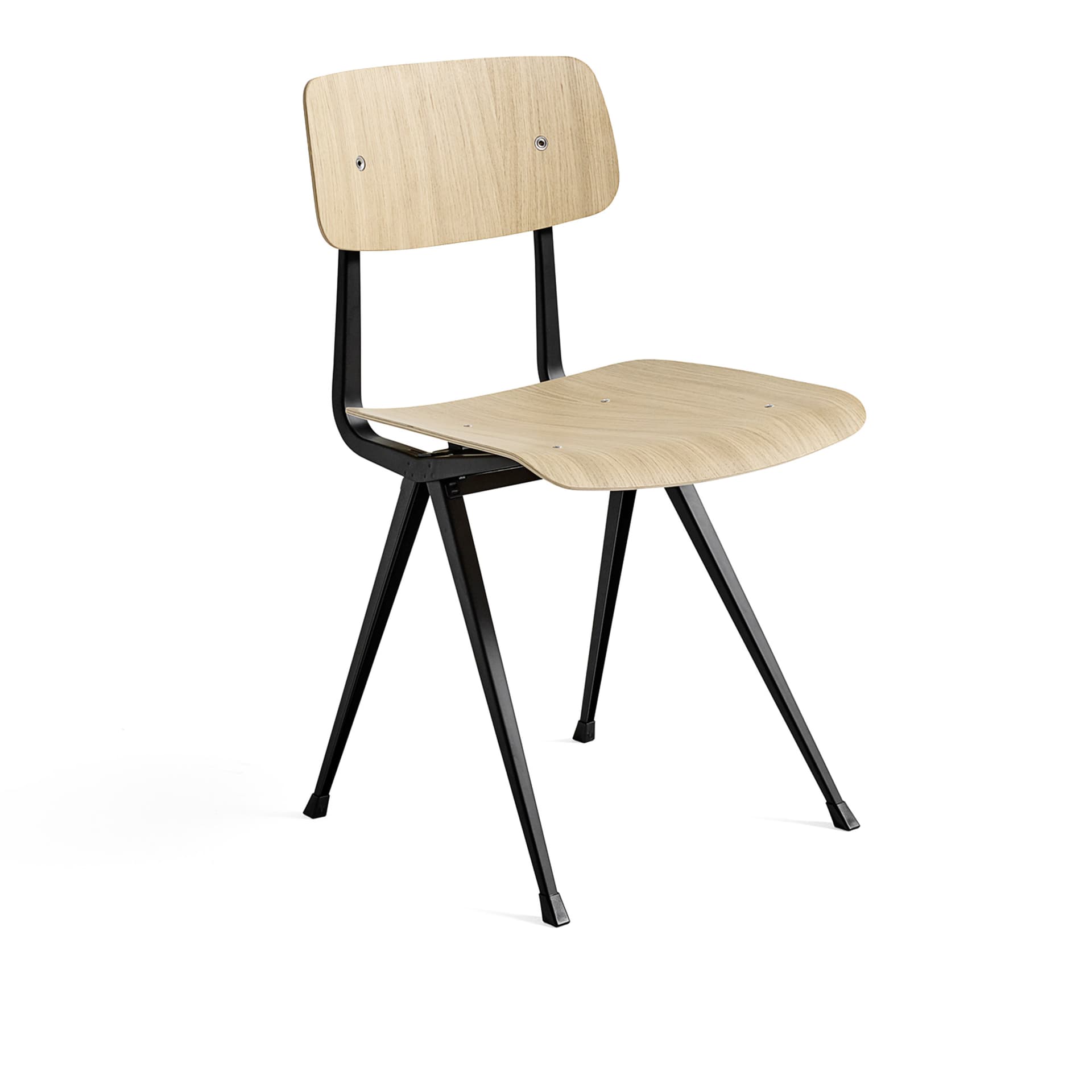 HAY - Result Chair Black / Water Based Lacq Oak - Spisestoler - Friso Kramer,Wim Rietveld - Tre farget - Metall/Tre