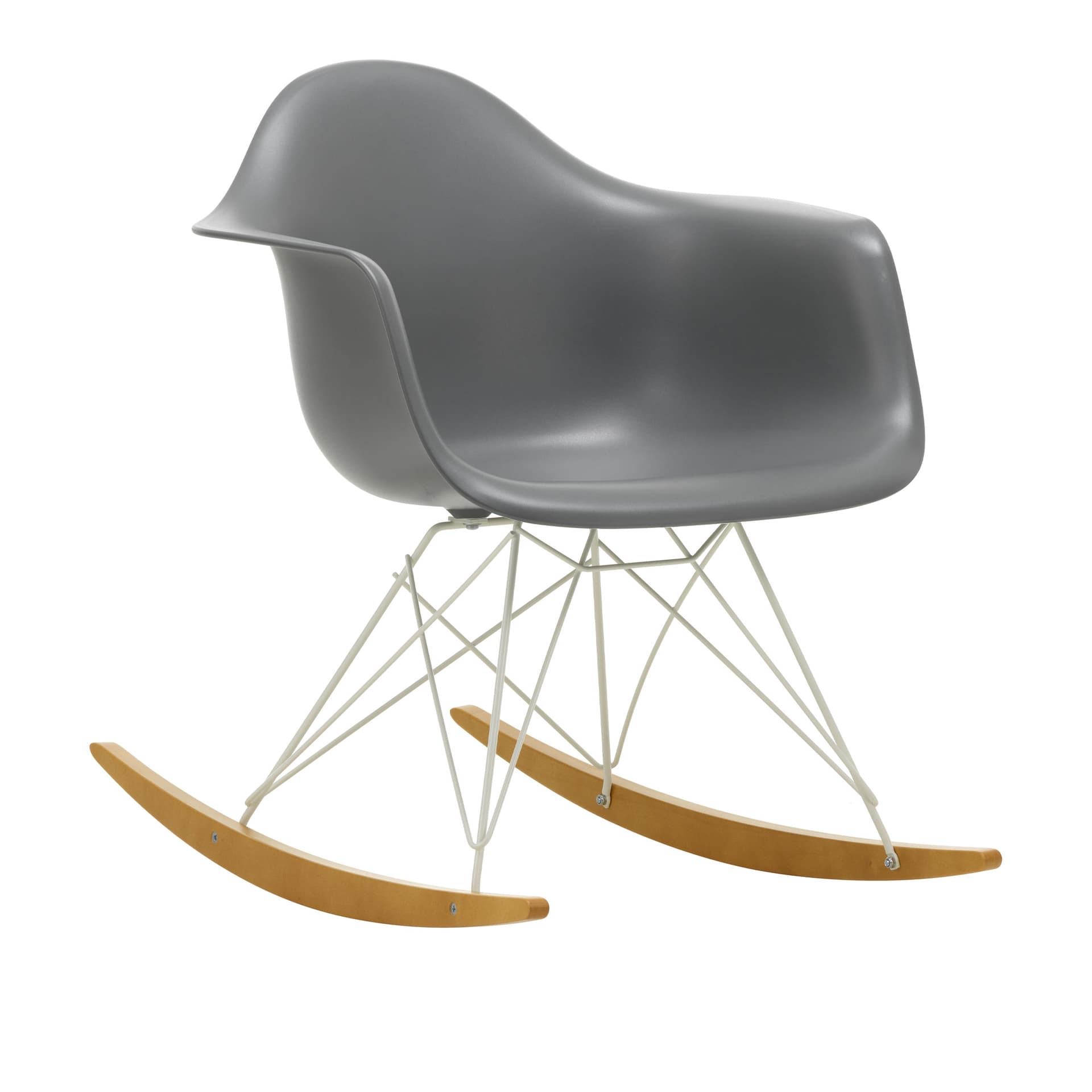 Vitra - Eames Plastic Armchair RAR - 56 Granite Grey - White Base - Golden Maple - Lenestoler - Charles & Ray Eames - Grå - Metall/Tre/Plast