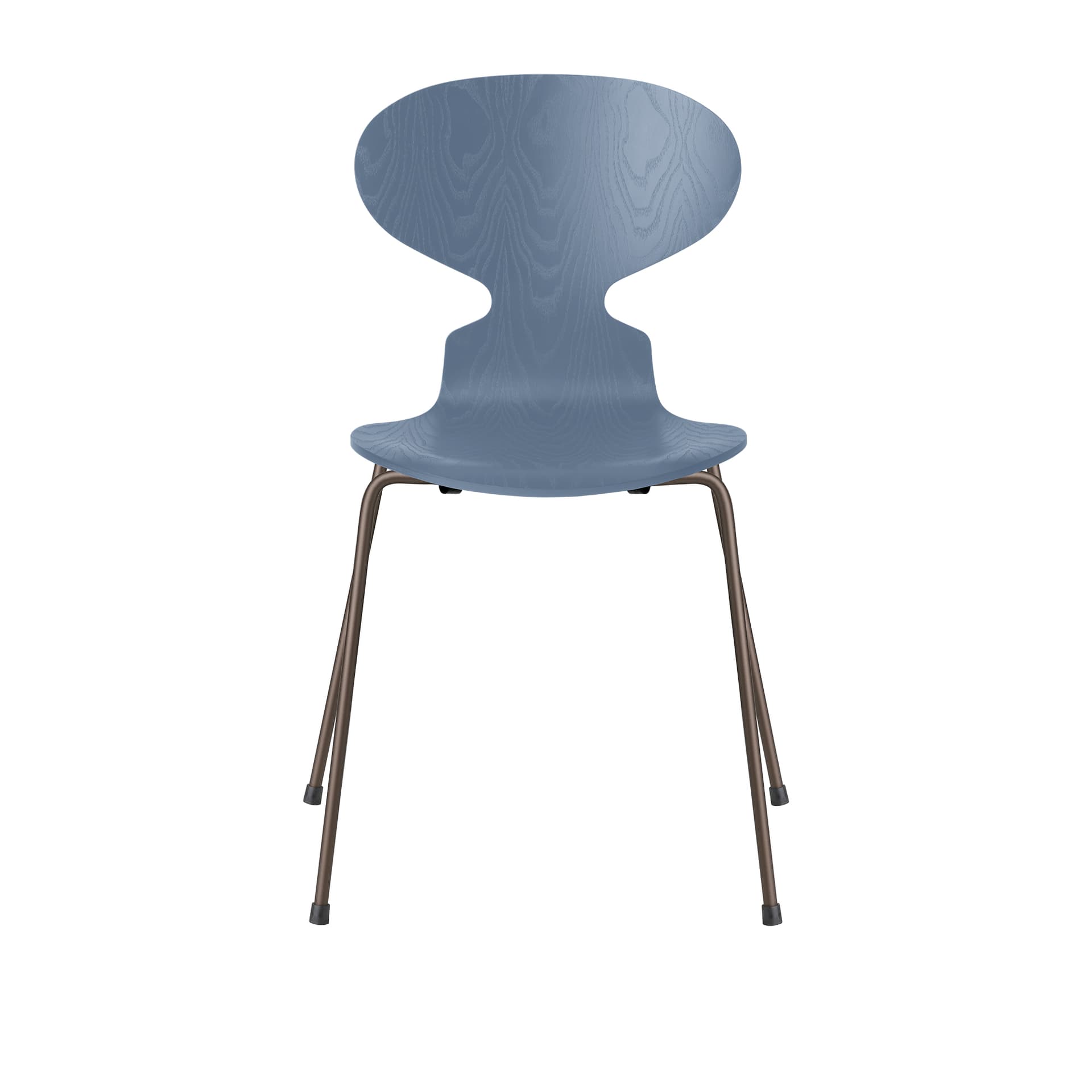 Fritz Hansen - Ant 3101 farget asketrefinér stålstativ brun bronse dusk blue - Spisestoler - Arne Jacobsen - Blå - Metall/Tre