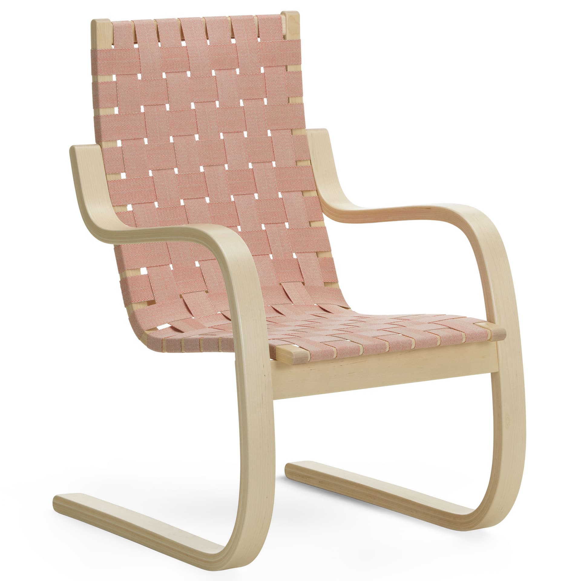Artek - Armchair 406 Natural Red - Lenestoler - Alvar Aalto - Rosa - Tre/Tekstilmateriale