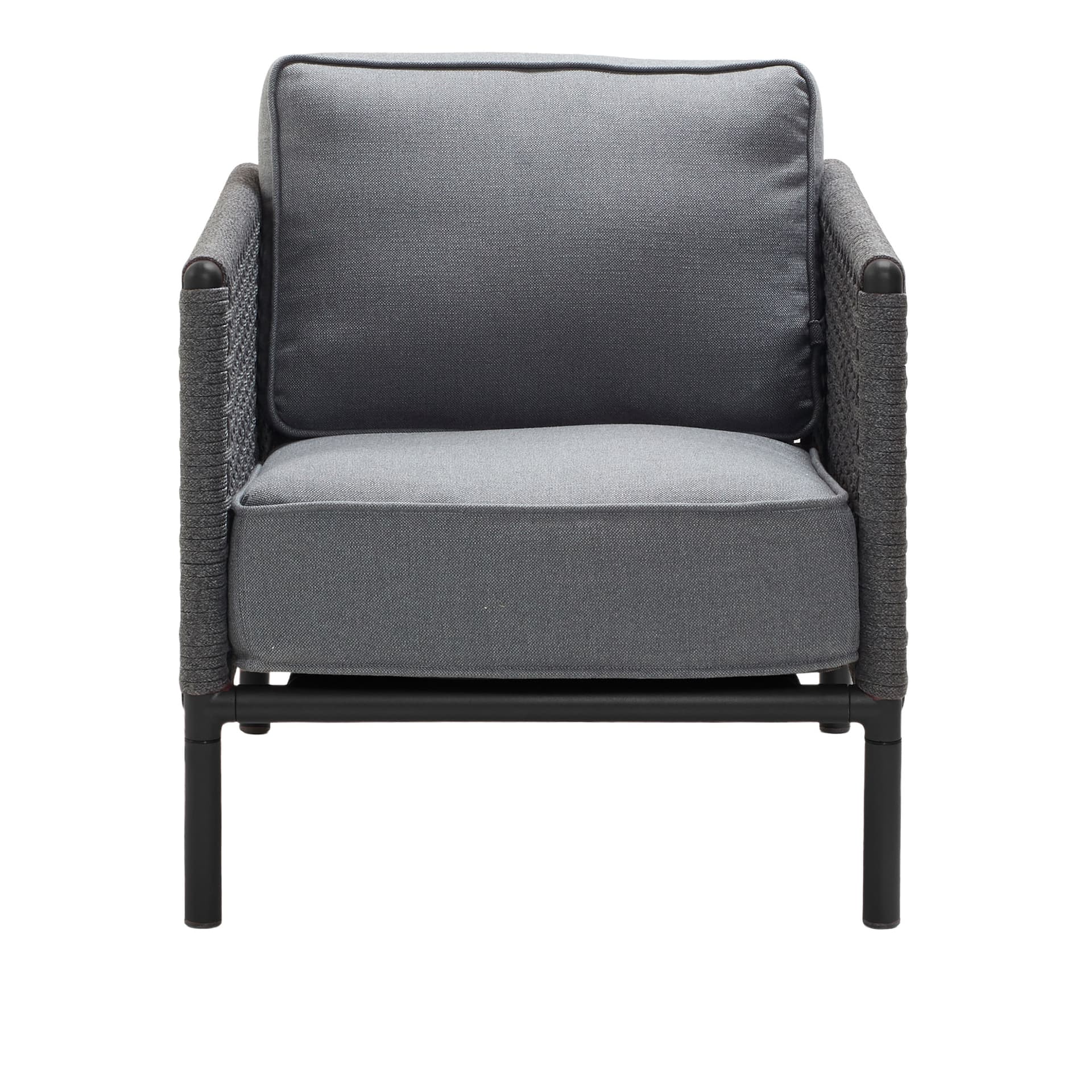 Cane-Line - Encore Soft Rope Lounge Chair Bordeaux/Dark Grey - Utendørs lenestoler - Foersom & Hiort-Lorenzen MDD - Grå,Svart - Metall/Tekstilmateriale