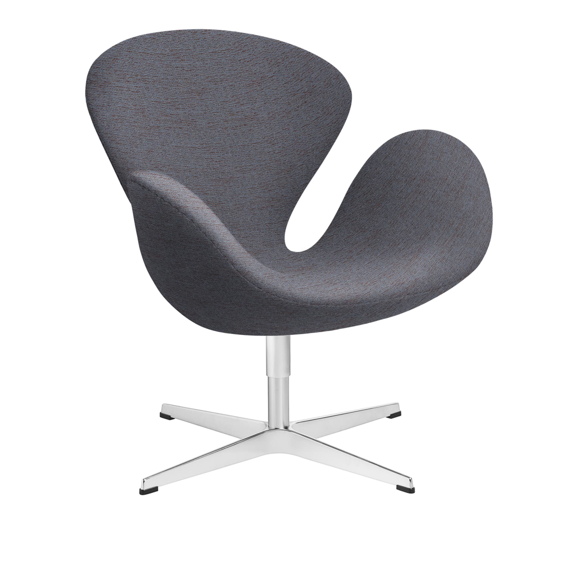 Fritz Hansen - 3320 Svanen Fåtölj, Orange/Blue 1150 Christianshavn Fabric, Snurrbar stjärnfot - Svingbare lenestoler - Arne Jacobsen - Blå - Metall/Skum/Ull
