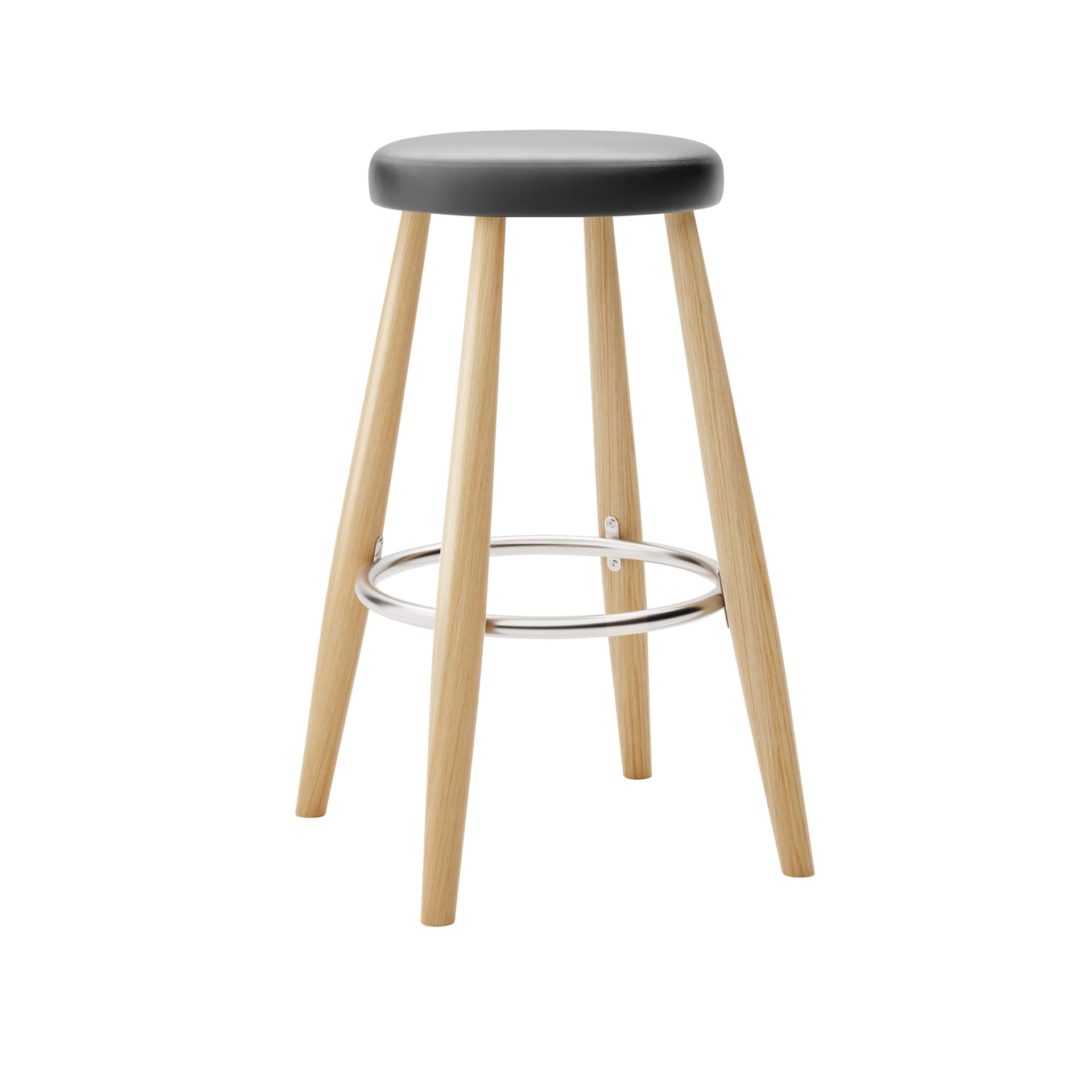 Carl Hansen - CH58 Low Stool, Klarlackad Ek, Lädergrupp C Sif - 98 - Barstoler & barkrakker - Hans J. Wegner - Tre farget - Lær/Metall/Tre