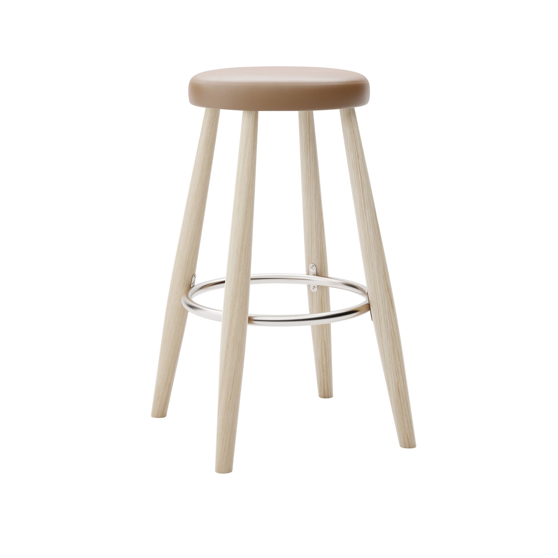 Carl Hansen - CH58 Low Stool, Tvålad Ek, Lädergrupp C Sif - 91 - Barstoler & barkrakker - Hans J. Wegner - Tre farget - Lær/Metall/Tre