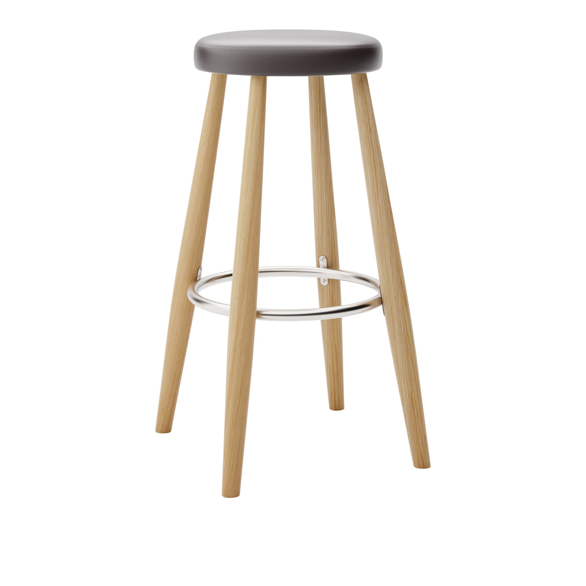 Carl Hansen - CH56 High Stool, Oljad Ek, Lädergrupp B Thor - 306 - Barstoler & barkrakker - Hans J. Wegner - Tre farget - Lær/Metall/Tre