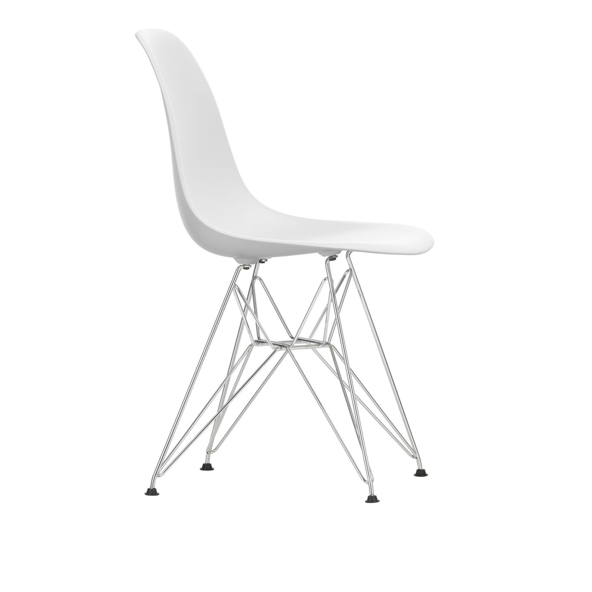 Vitra - Eames RE Plastic Chair DSR 85 Cotton White, Chrome - Spisestoler - Charles & Ray Eames - Hvit - Metall/Plast