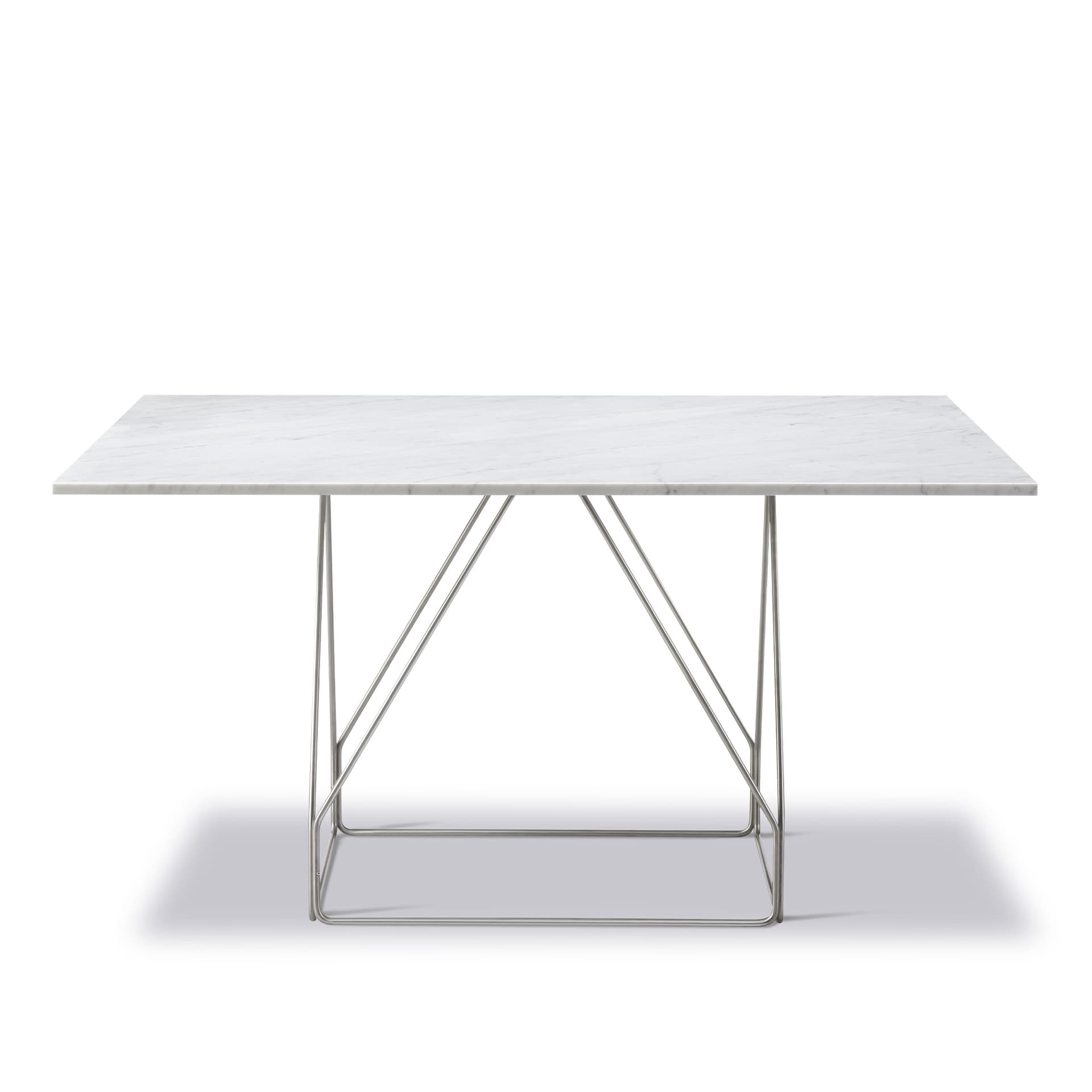Fredericia Furniture - JG Table - 140x140 cm - White Carrara - Brushed stainless steel - Spisebord - Jørgen Gammelgaard