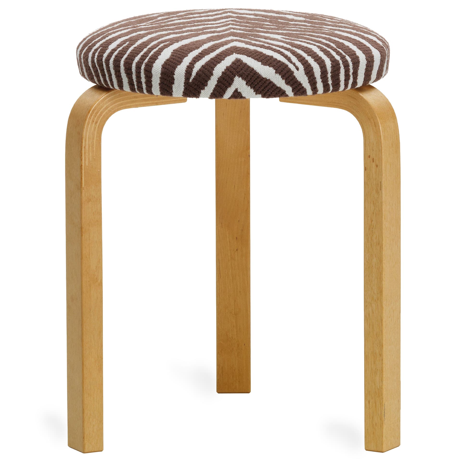 Artek - Stool 60 sittpall honungsbetsad björk / brun zebra - Krakker - Alvar Aalto - Brun - Tre