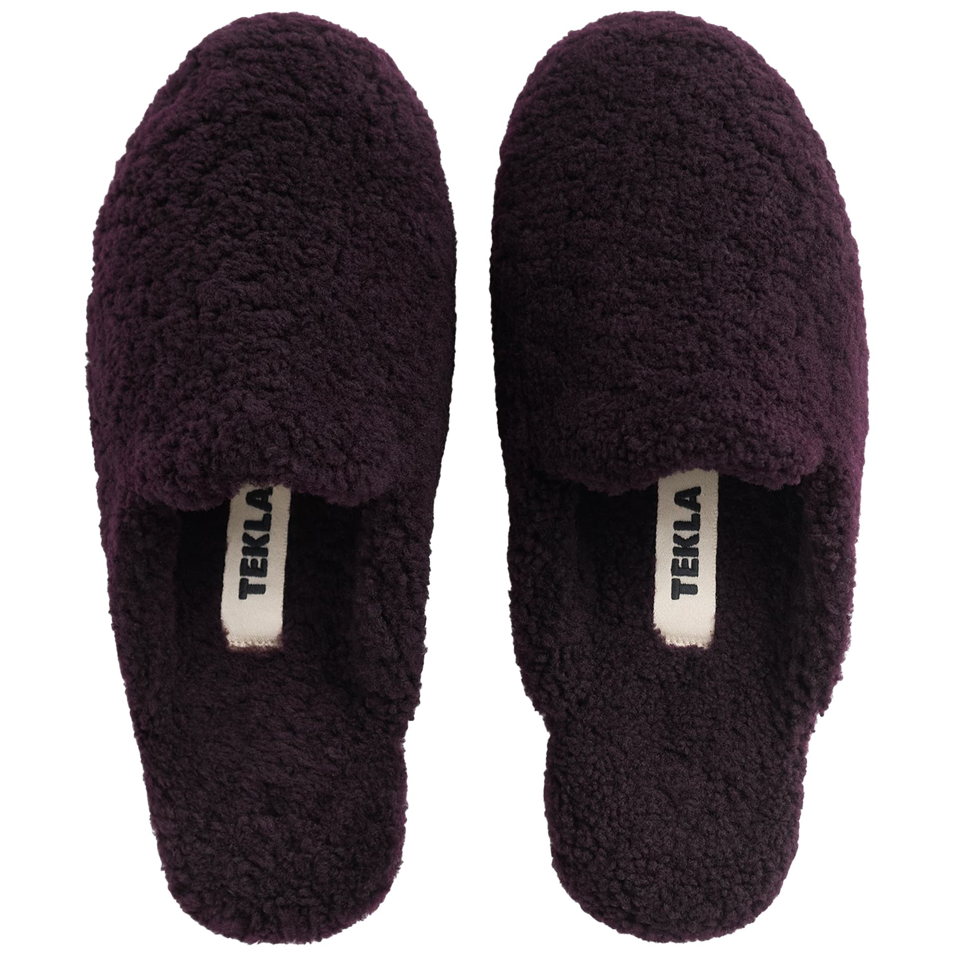 Tekla - Shearling slippers, L, Wine - Badekåper - Rød