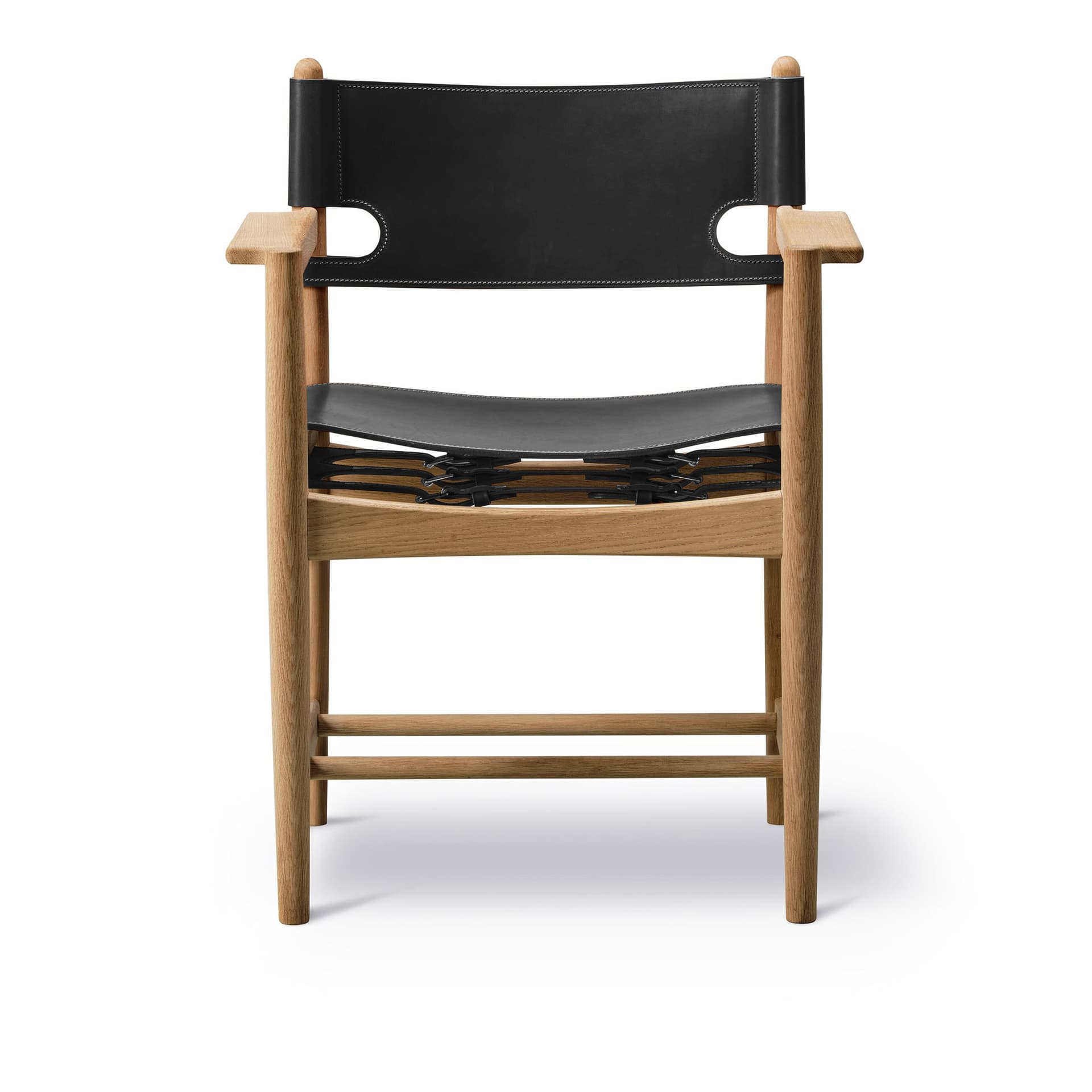 Fredericia Furniture - The Spanish Dining Armchair, Oak oiled,  Black leather - Spisestoler - Børge Mogensen - Svart - Lær/Tre