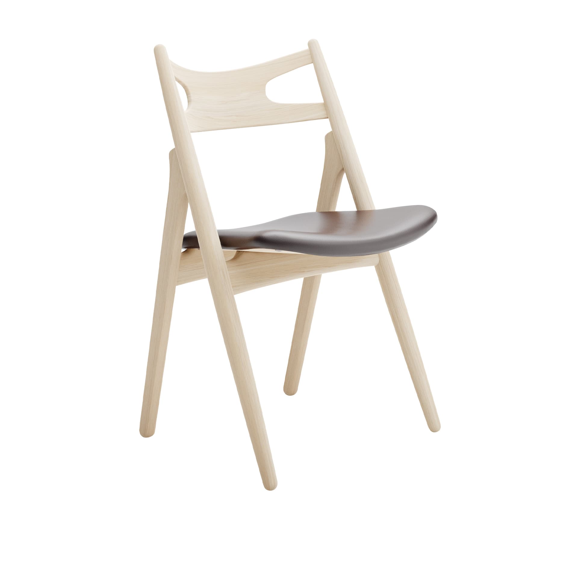 Carl Hansen - CH29P Sawbuck Chair, Tvålad Ek, Lädergrupp B Thor - 306 - Spisestoler - Hans J. Wegner - Tre farget - Lær/Tre