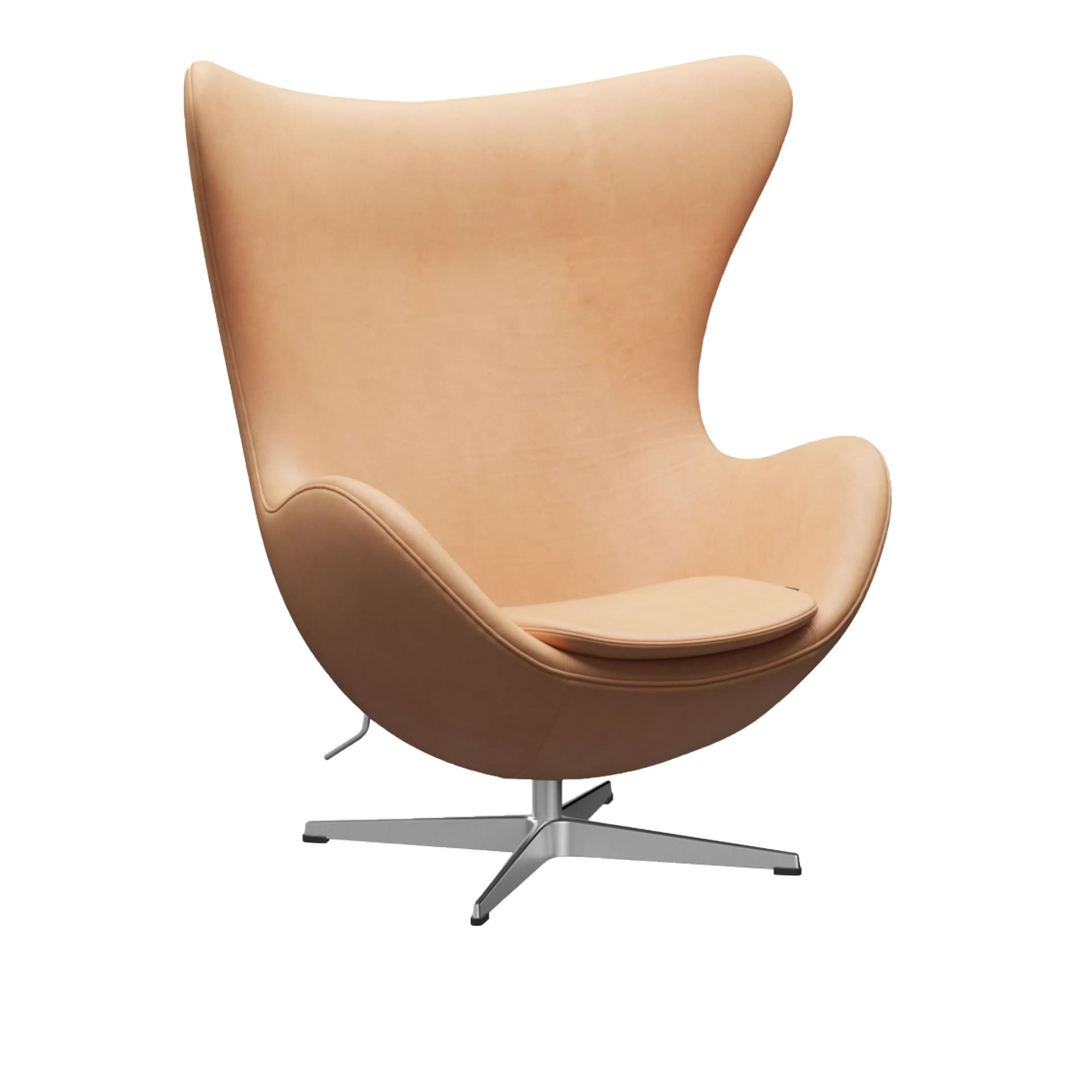 Fritz Hansen - 3316 Ägget, Läder, Natural - Svingbare lenestoler - Arne Jacobsen - Brun - Lær/Metall/Skum
