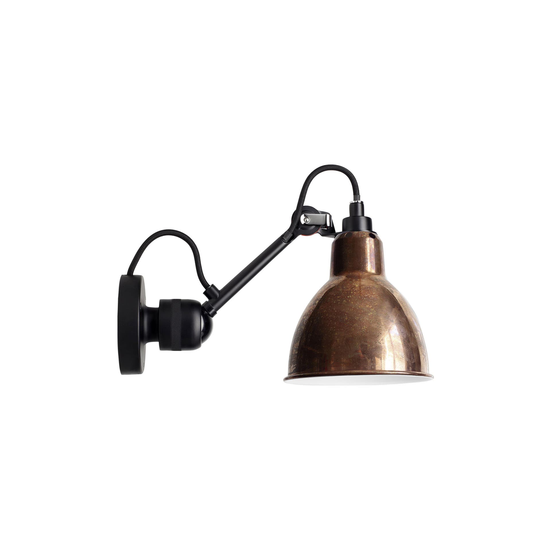 Lampe Gras - 304 Vegglampe Svart/Raw Kobber/Hvit