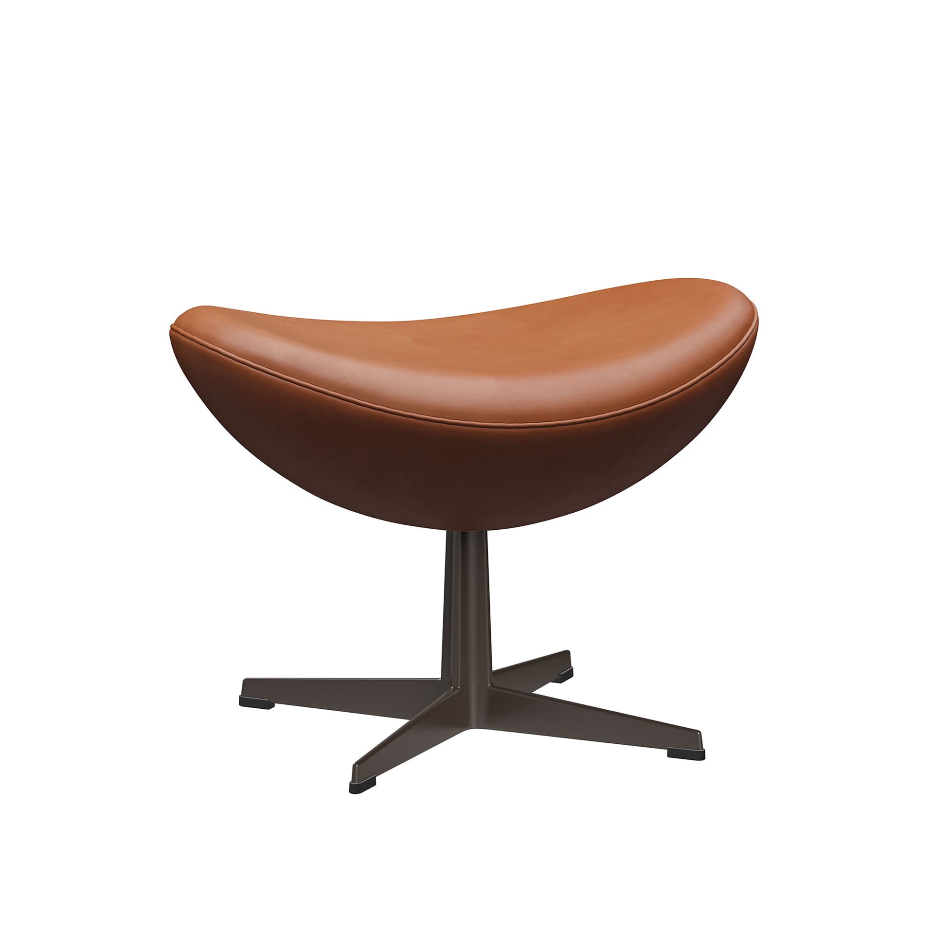 Fritz Hansen - 3127 Ägget Fotpall, Grace Walnut Leather Brown bronze - Skamler & Taburetter - Arne Jacobsen - Brun - Lær/Metall/Syntetisk materiale