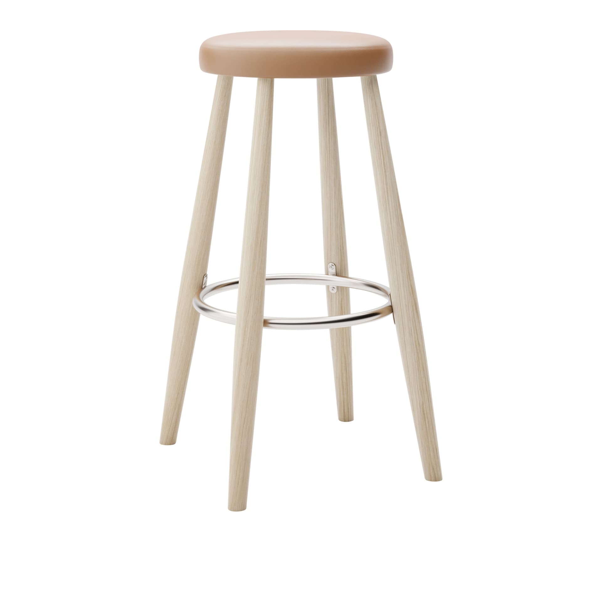 Carl Hansen - CH56 High Stool, Tvålad Ek, Lädergrupp C Sif - 95 - Barstoler & barkrakker - Hans J. Wegner - Tre farget - Lær/Metall/Tre