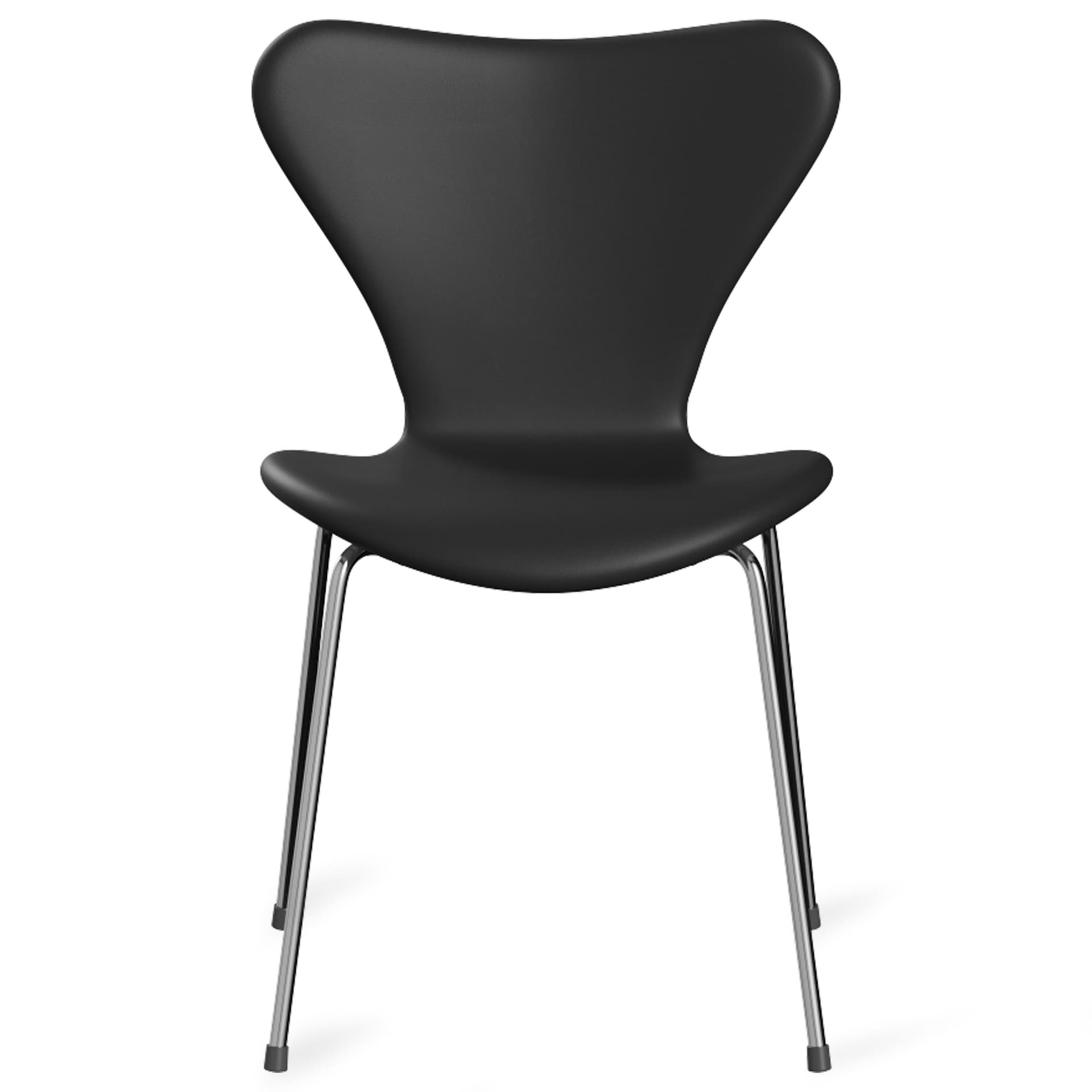 Fritz Hansen - Series 7 stol 3107 heltrukket lær stålramme krom soft black - Spisestoler - Arne Jacobsen - Svart - Lær/Metall/Tre