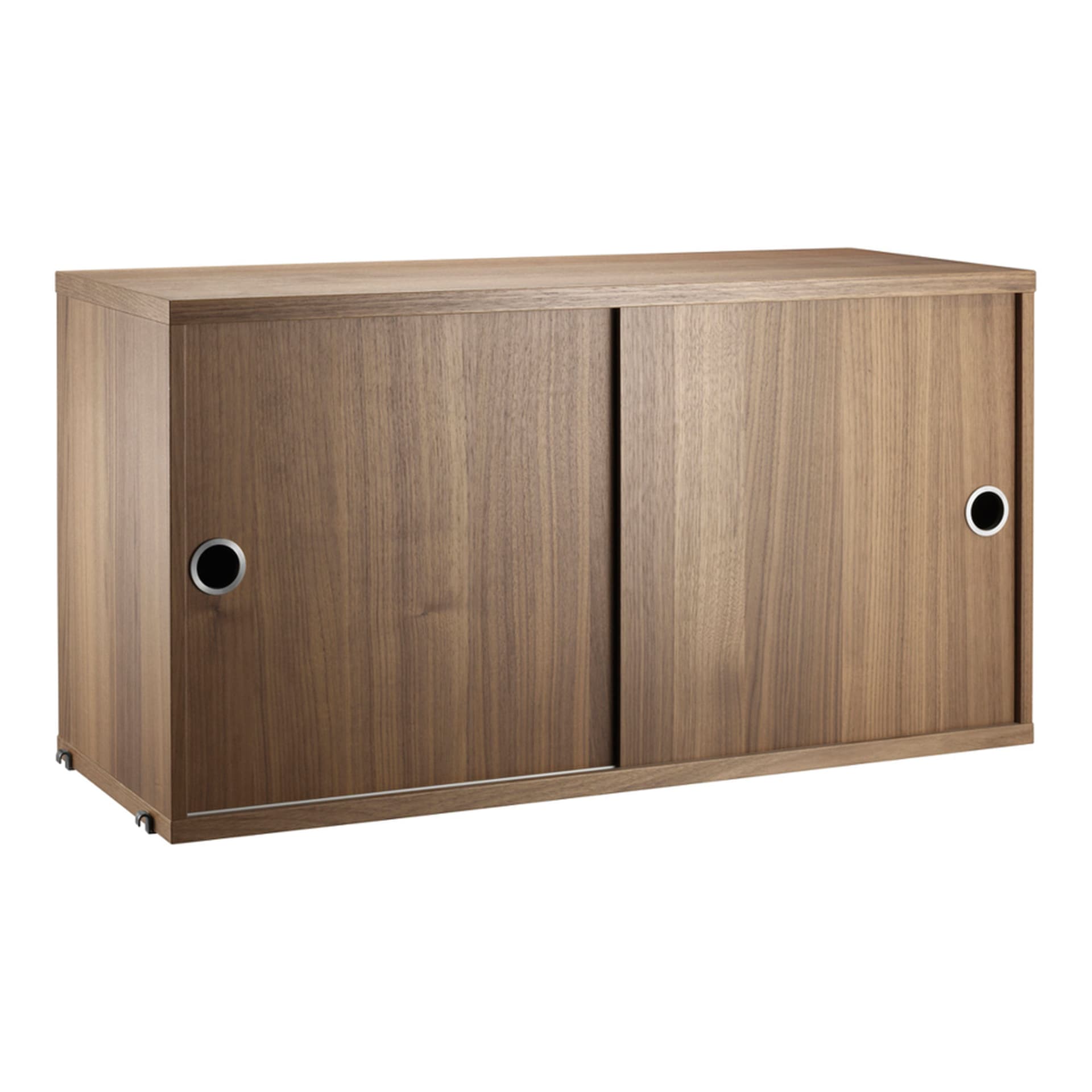 String - Skap med skyvedører 78x30cm valnøtt - Hyller & Hyllesystem - Nils Strinning - Brun - Metall/Tre