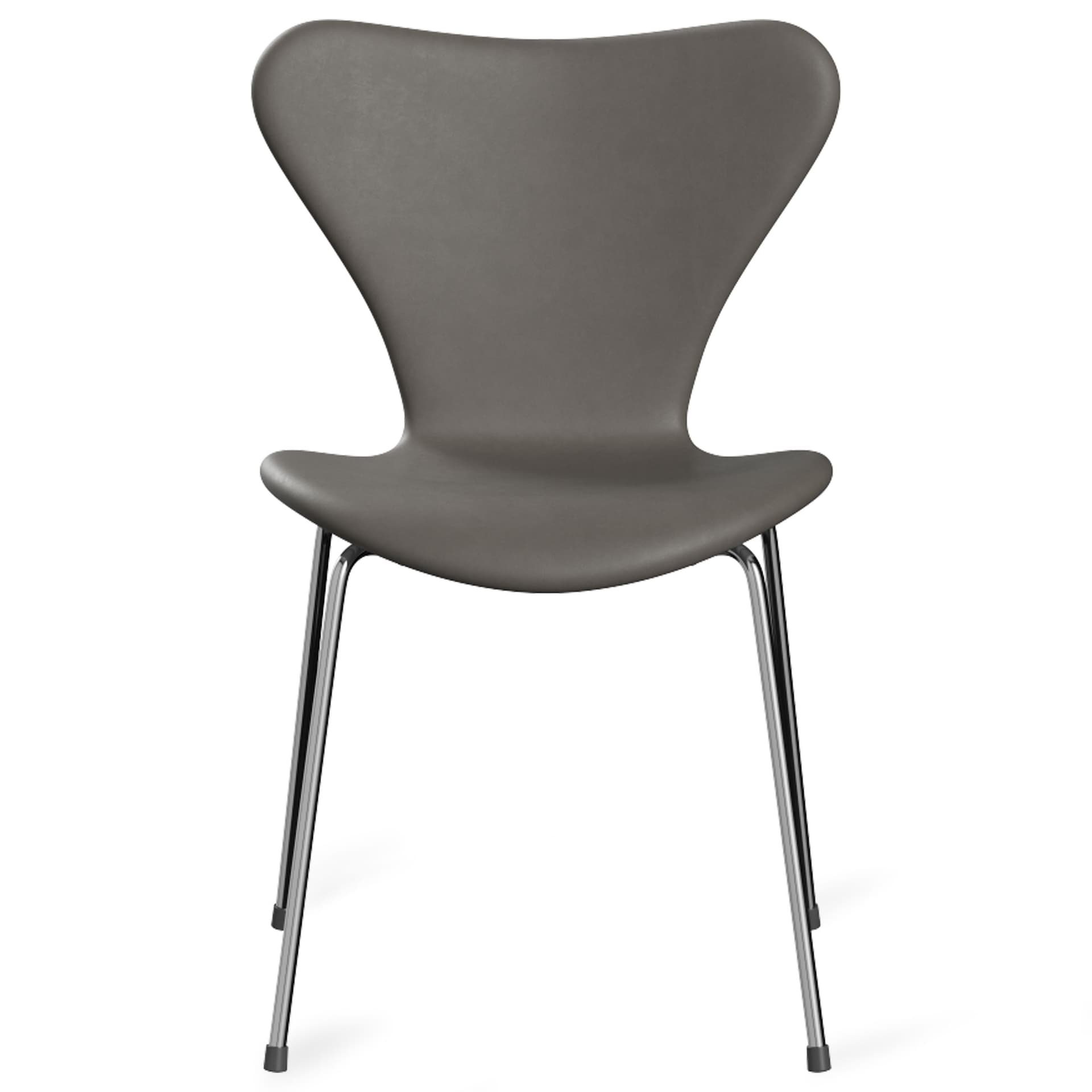 Fritz Hansen - Series 7 stol 3107 heltrukket lær stålram krom essential lava - Spisestoler - Arne Jacobsen - Grå - Lær/Metall/Tre