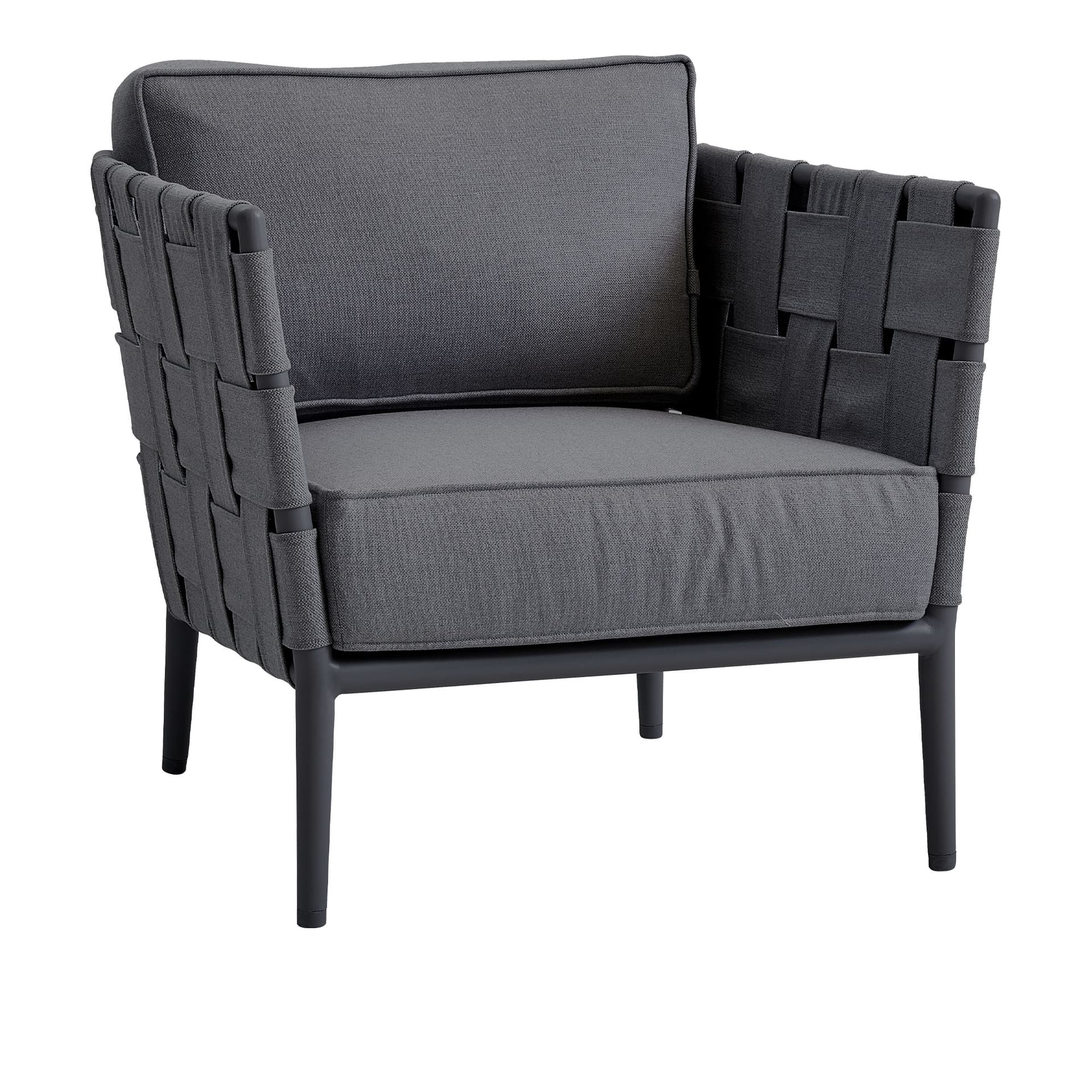 Cane-Line - Conic Lounge Chair, Grey, Cane-Line SoftTouch - Utendørs lenestoler - Foersom & Hiort-Lorenzen MDD - Grå - Metall/Tekstilmateriale/Skum