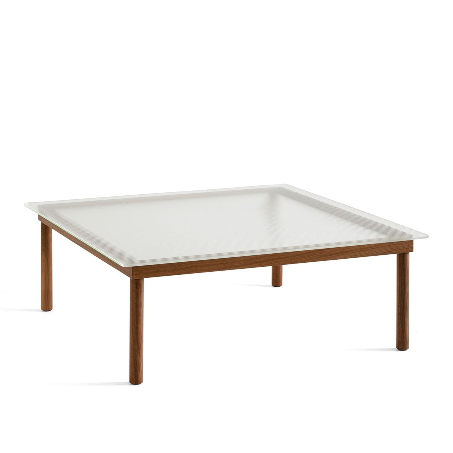 HAY - Kofi Water-Based Lacquered Walnut Frame W. Clear Reeded Glass Tabletop 100X100 - Sofabord - Martin Solem - Tre farget - Glass/Tre