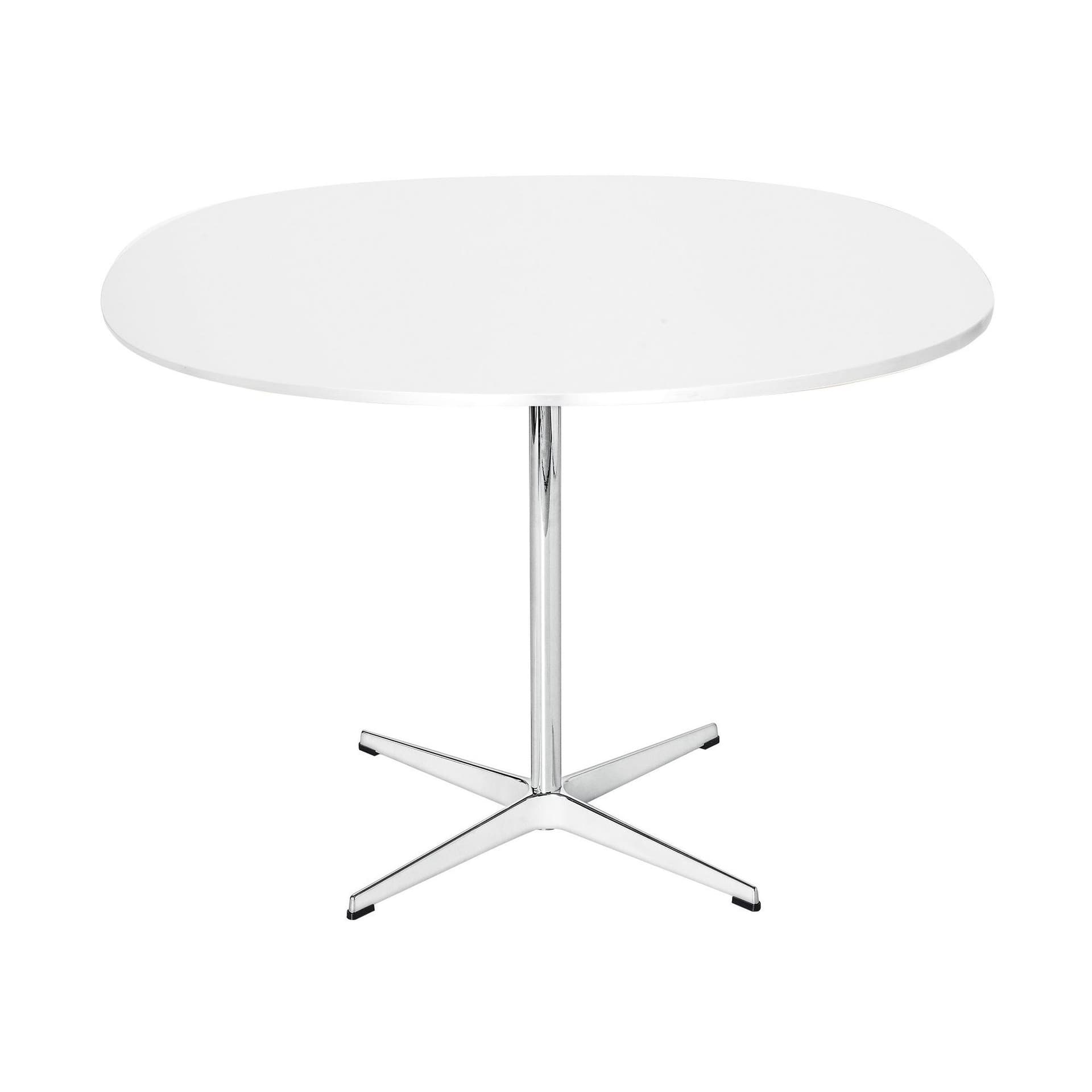 Fritz Hansen - A603 Supercirkulär Laminat Vit - 4-grenad Stjärnfot - Spisebord - Arne Jacobsen,Piet Hein - Hvit - Laminat/Metall