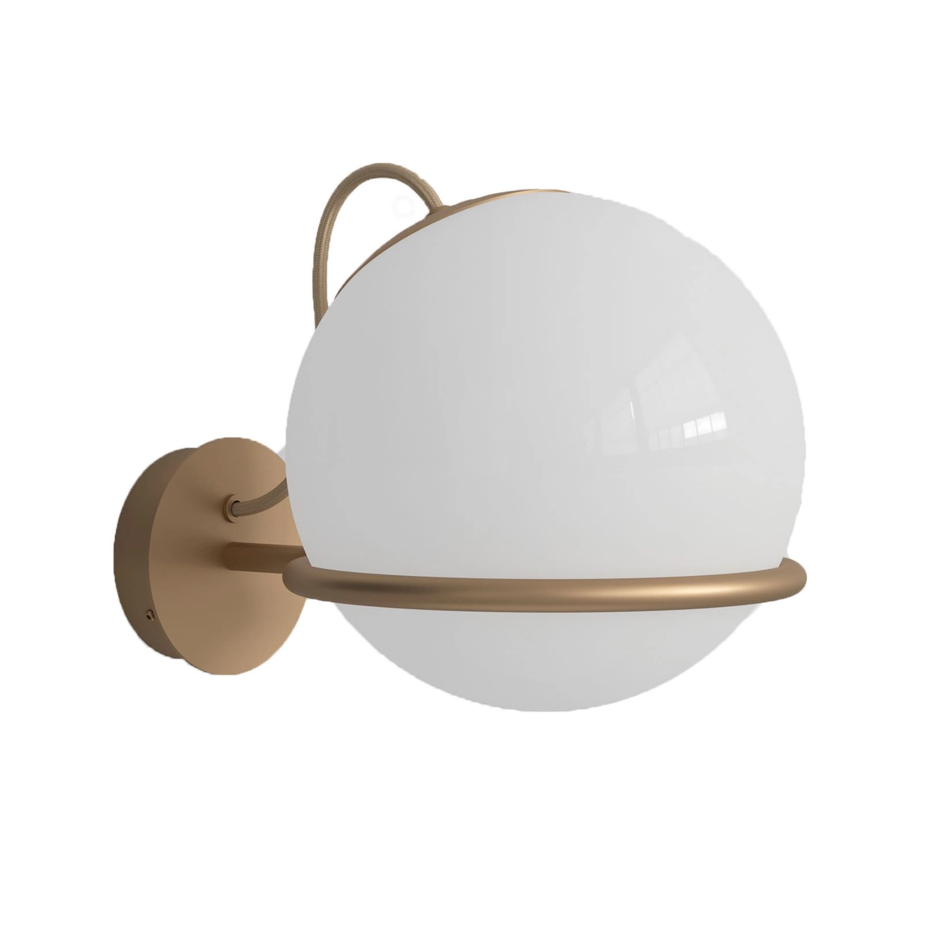 Astep - Model 238/1, 1 Opaline Sphere (20cm Diameter), Champagne Mount with Switch - Vegglamper - Gino Sarfatti - Gull,Hvit - Glass/Metall