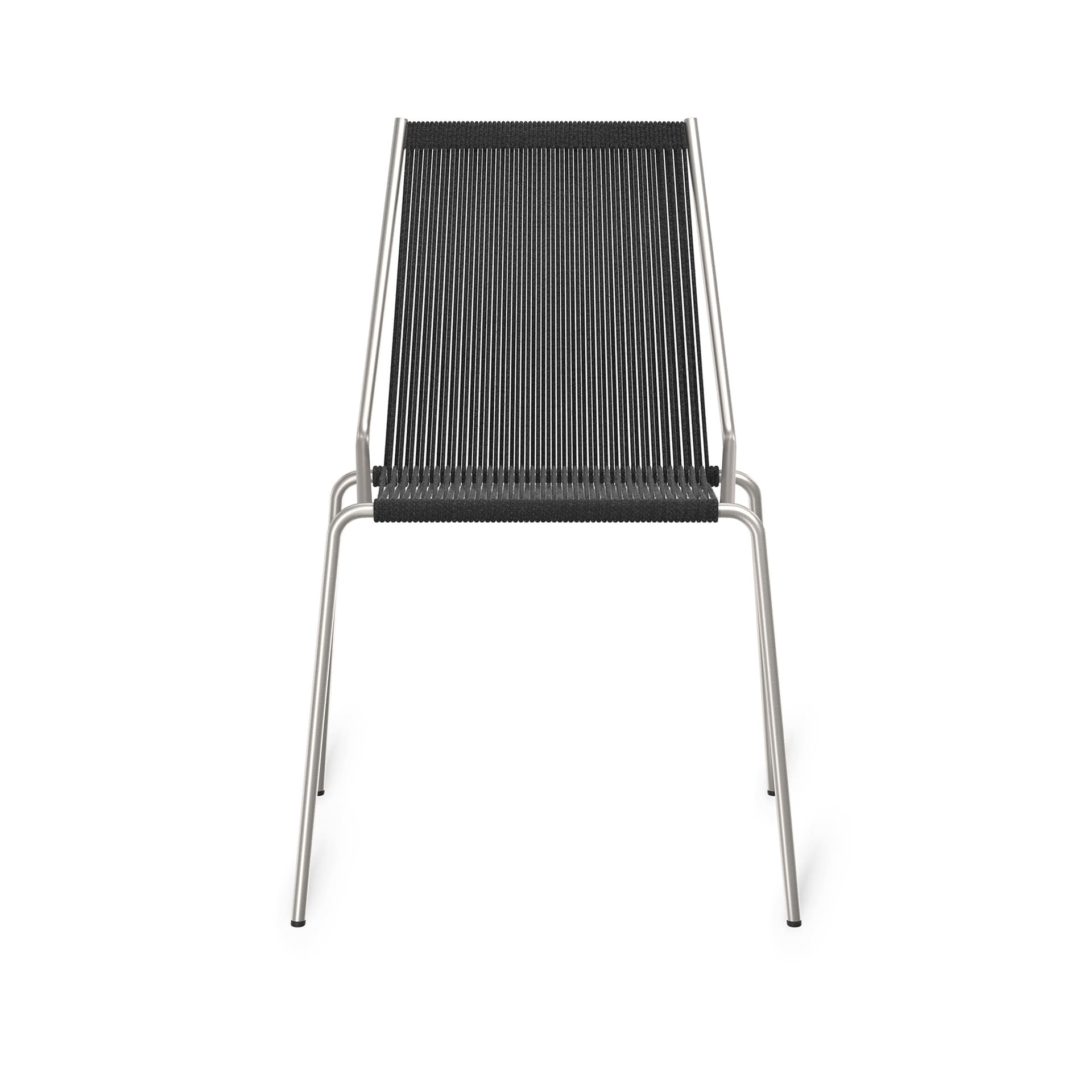 Thorup Copenhagen - Noel Chair, Brushed stainless steel base, Upholstered seat and back, linen flag halyard, black - Spisestoler - Kasper Thorup - Sølv,Svart - Metall/Tekstilmateriale