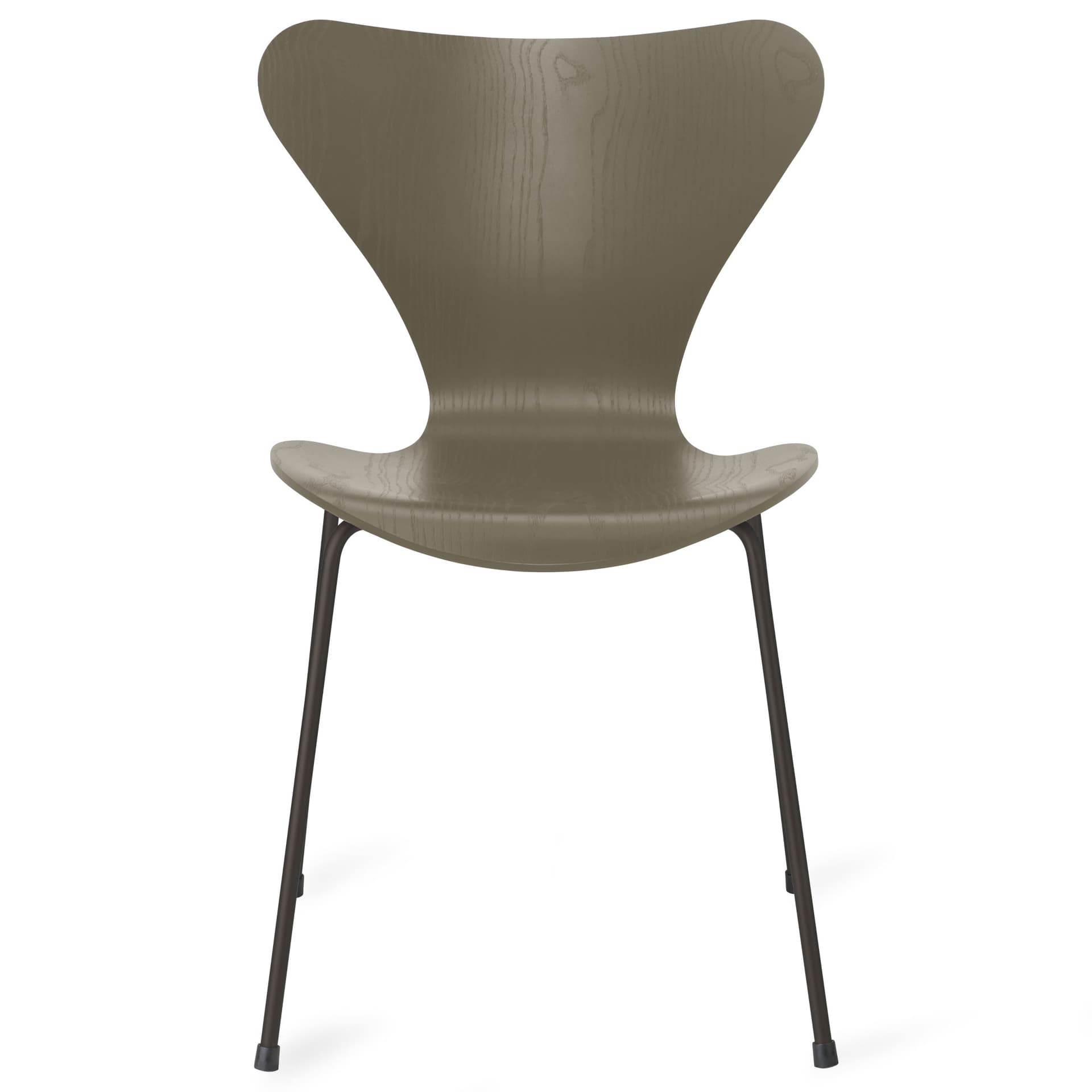 Fritz Hansen - Series 7 stol 3107 farget askfiner stålram varm grafitt olive green - Spisestoler - Arne Jacobsen - Grønn - Metall/Tre