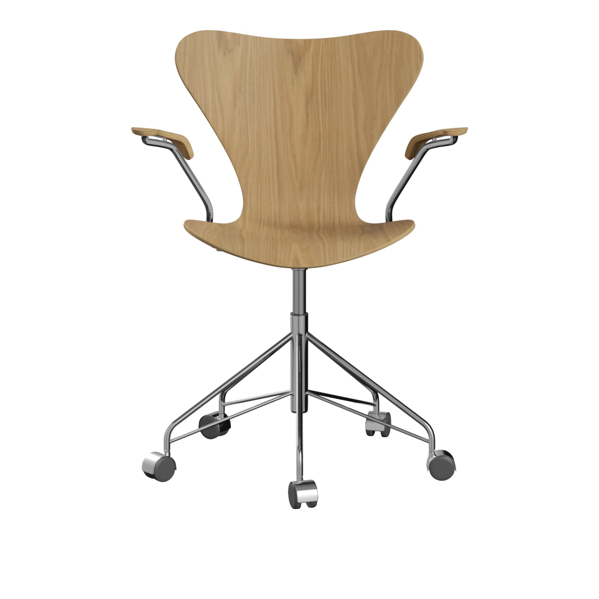 Fritz Hansen - 3217 Sjuan, Ekfanér - Kontorstoler - Arne Jacobsen - Tre farget