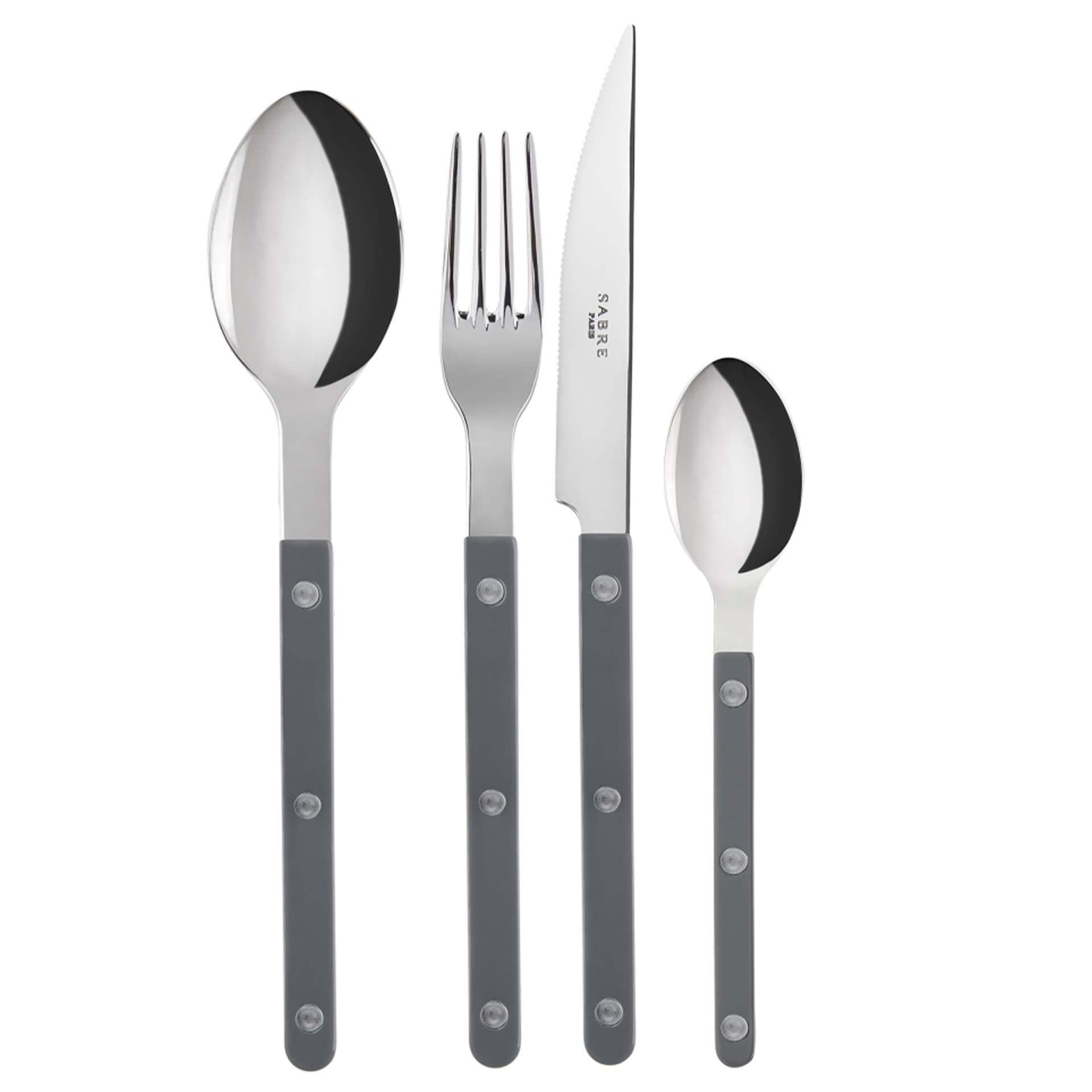 Sabre Paris - Bistrot Shiny Solid / 24 Pieces Cutlery Set / Dark Grey - Bestikksett
