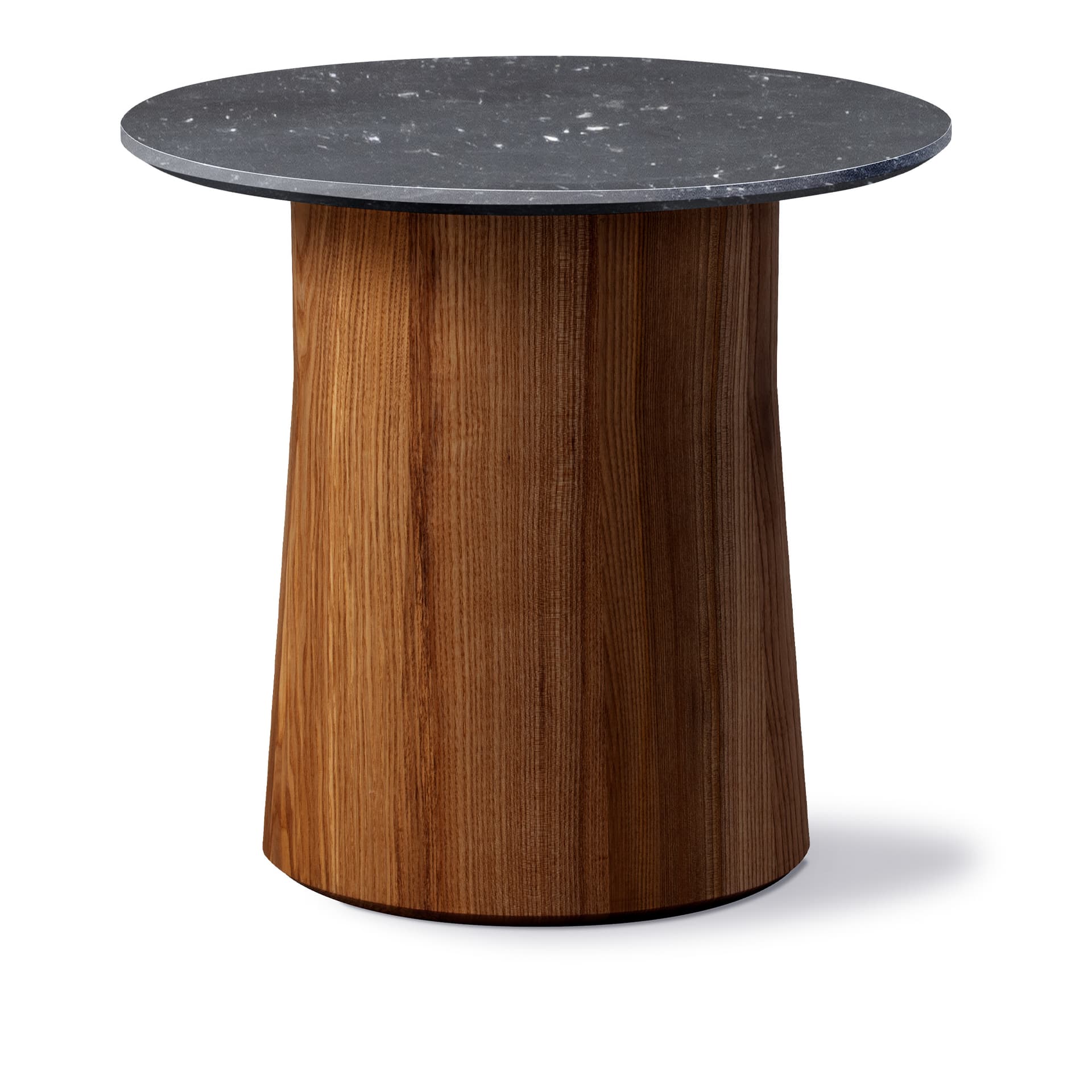 Fredericia Furniture - Niveau Coffee table Ø45 - Black Marquina - Ash brown stained oil treated - Ø45 cm - height 42 cm - Småbord & sidebord - Cecilie Manz - Svart